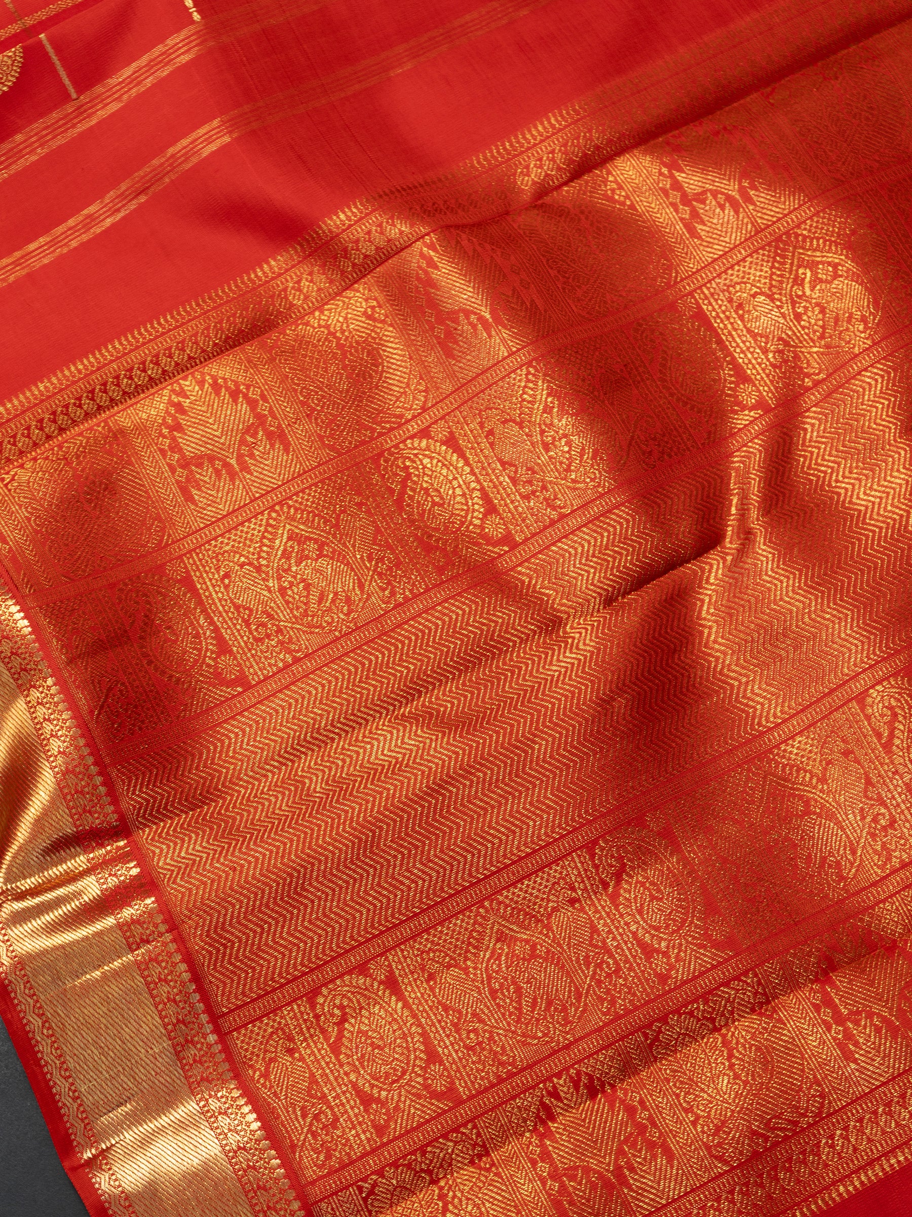 Deep rust orange Kanjipuram Silk Saree CLSA9009