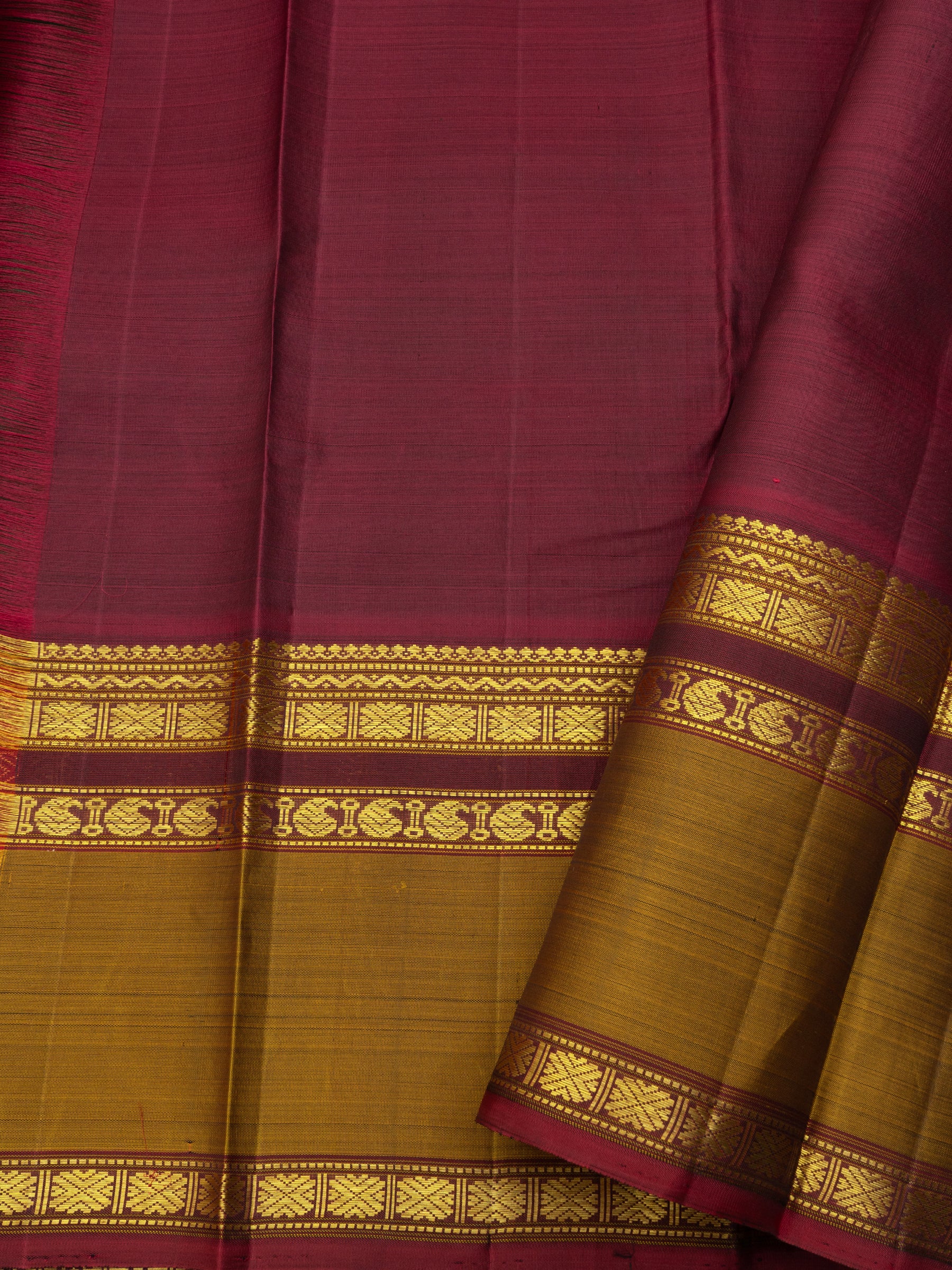 Green and mustard border / Arani Silk Saree CLSA9042