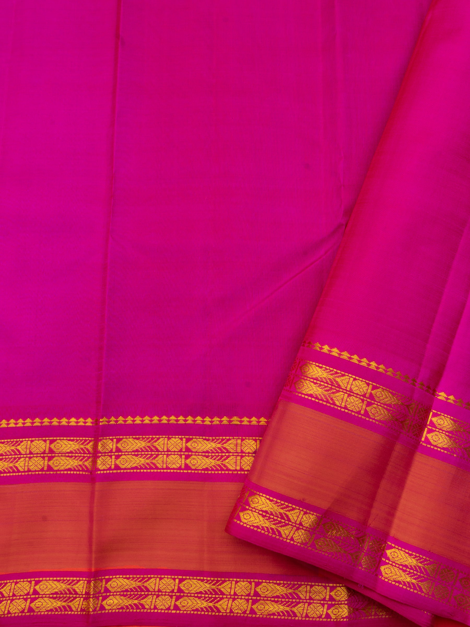 Green and orange/pink korvai / Arani Silk Saree CLSA9048