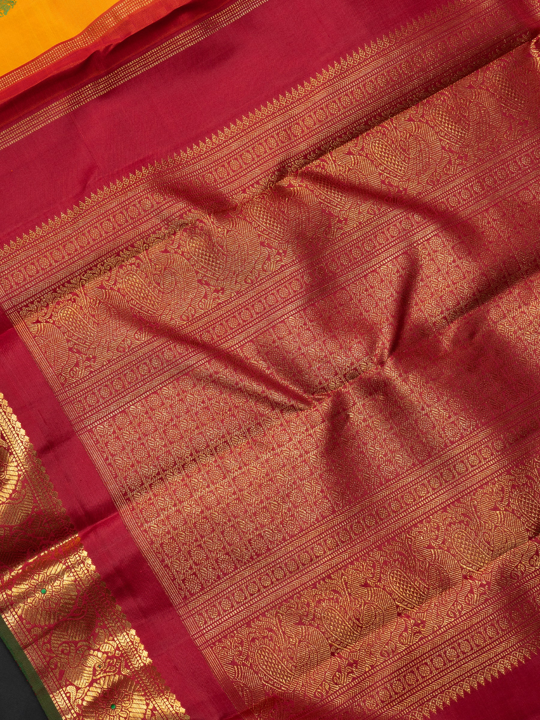 Mango yellow thread Butta / pure Kanjipuram Saree CLSA9279