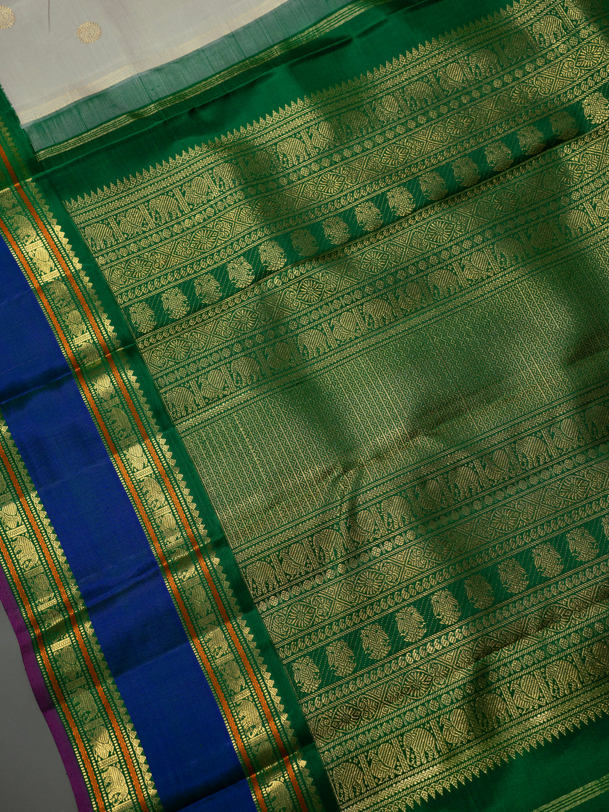 Beige retta pet Korvai Kanjipuram Silk Saree CLSA9483