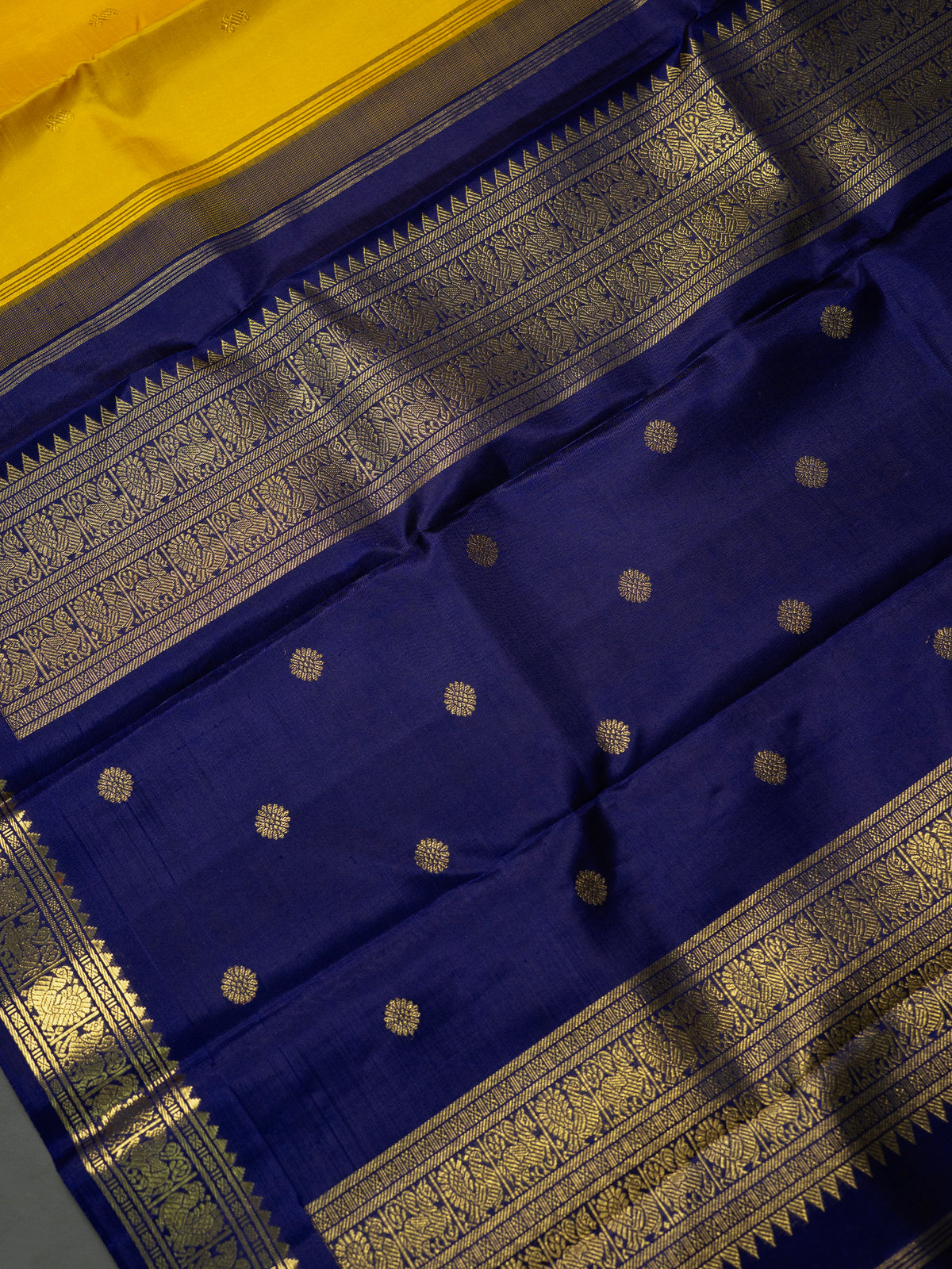 Yellow and blue Korvai /Kanjipuram Silk Saree CLSA9500