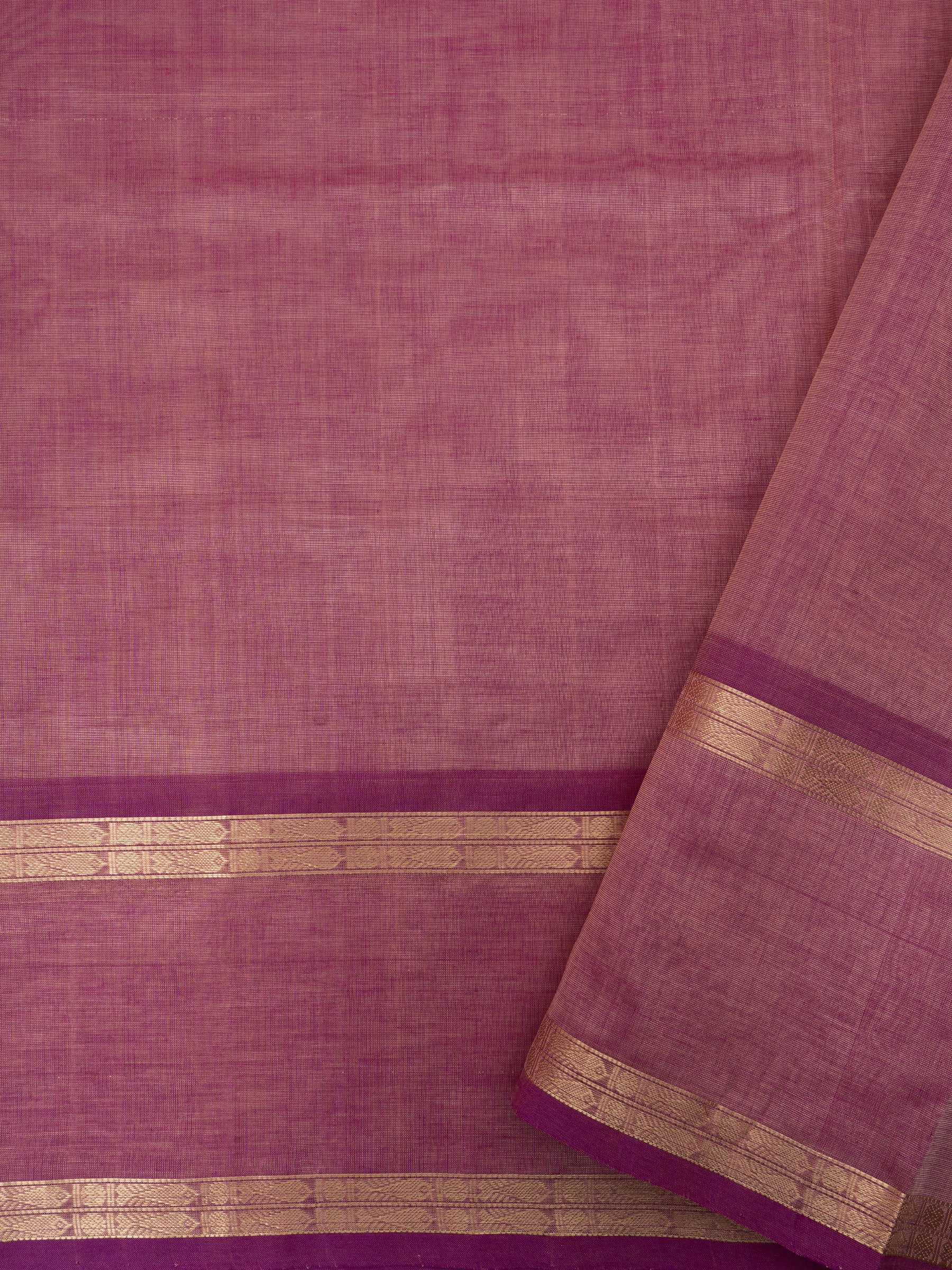 Onion pink rettapet border/ Silk Cotton Saree CLSA9678