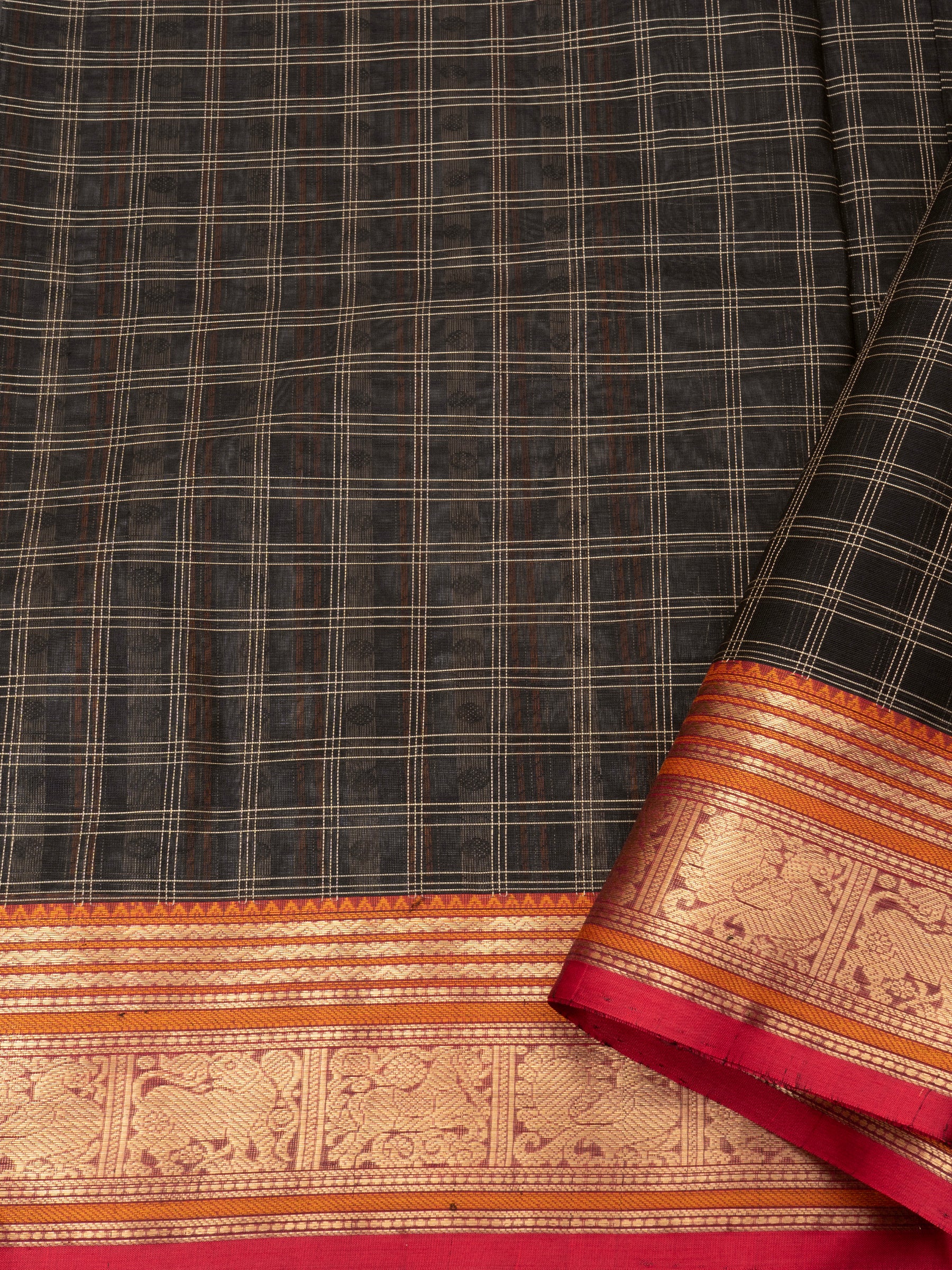 Black lakshambutta / Silk Cotton Saree CLSA9727