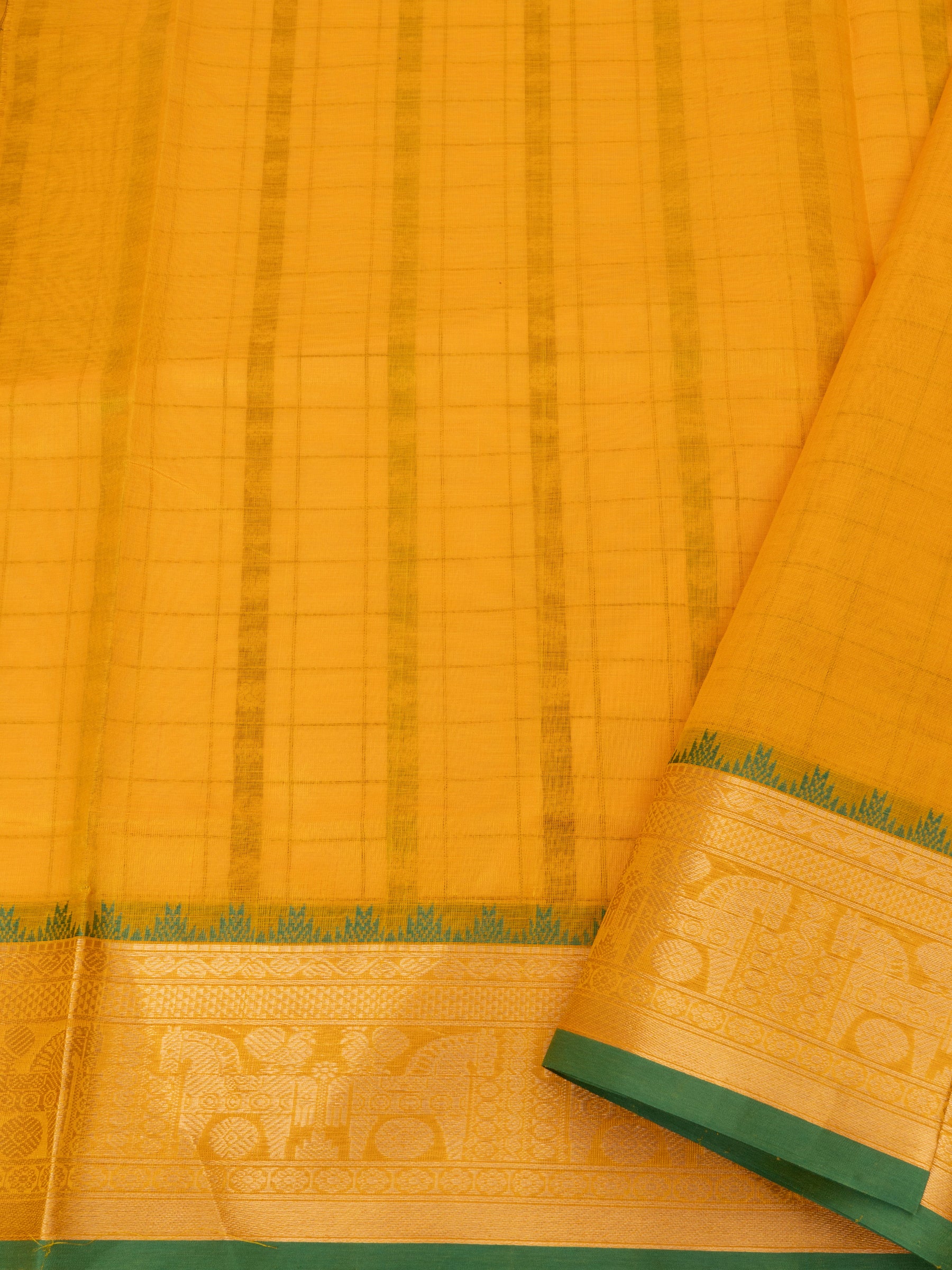 Yellow kattam butta / Silk Cotton Saree CLSA9728