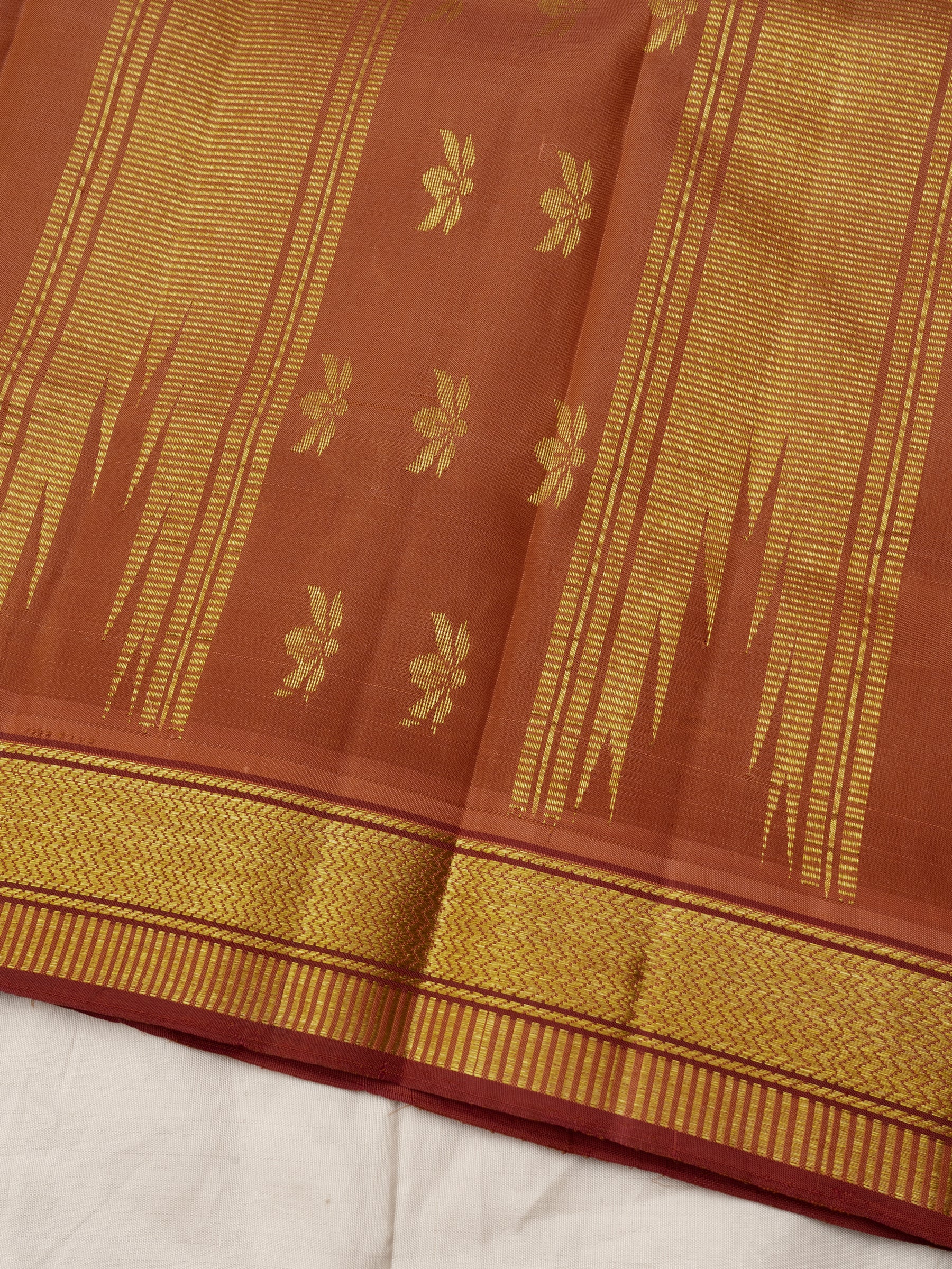 Chocolate brown Lotus butta / Arani Silk CLSA9934