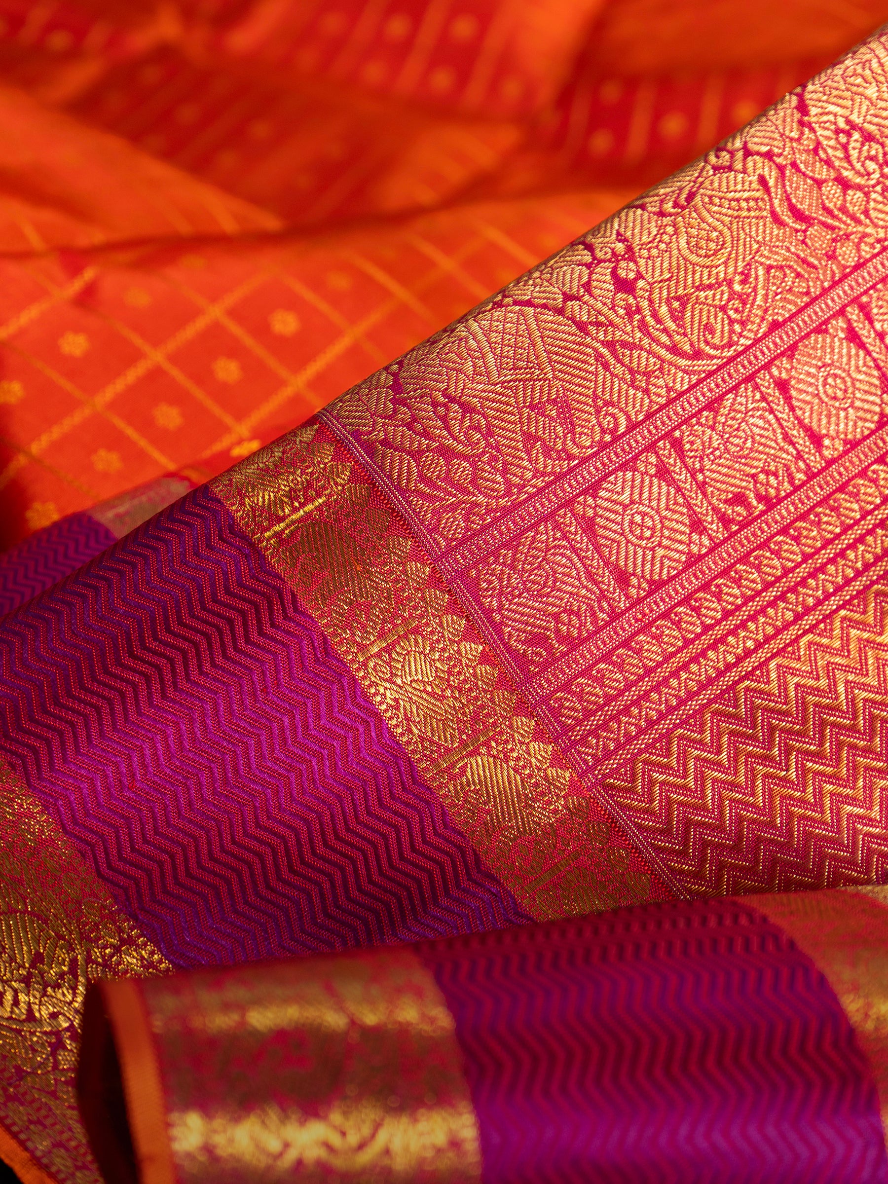 Orange 1000 Butta Kanjipuram silk Saree CLSA7681