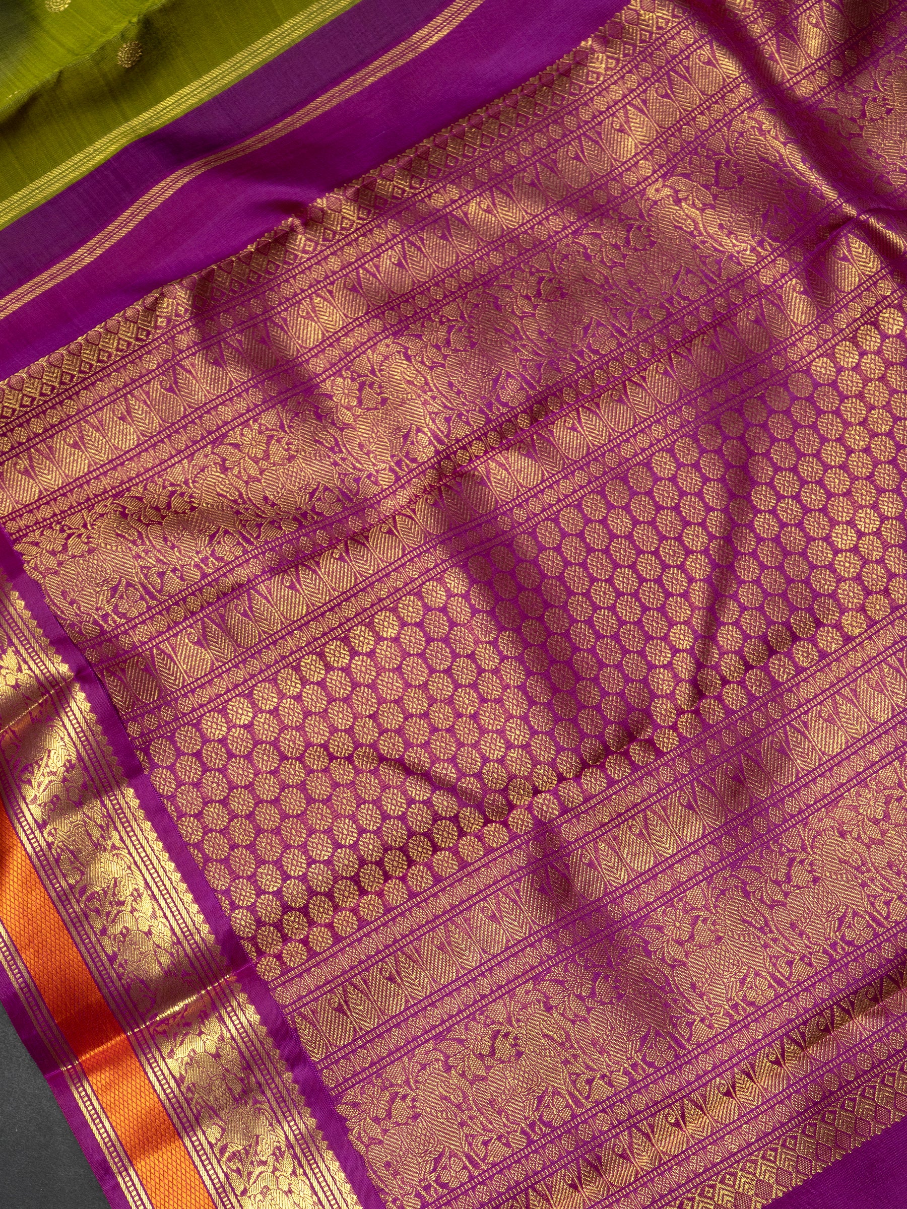 Olive green Korvai Kanjipuram Saree CLSA9492