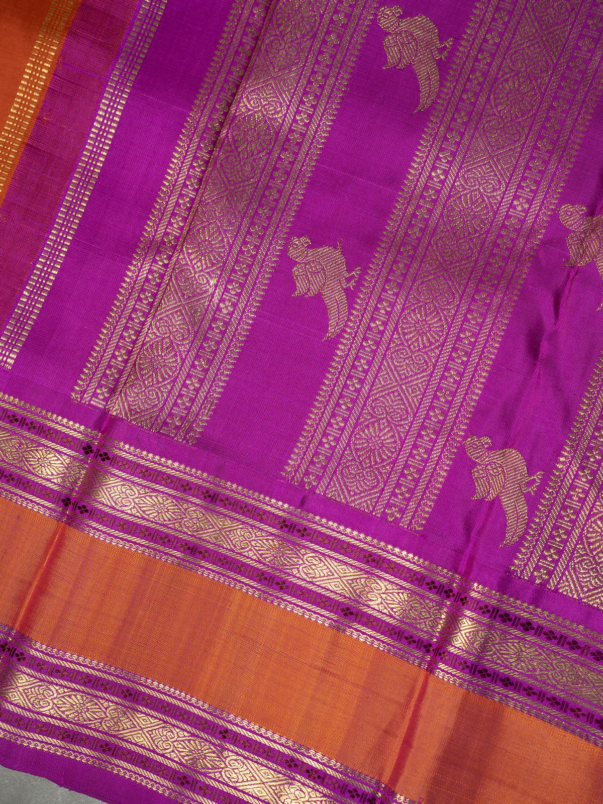 Rust and pink rettapet border killi pallu / Kanjipuram Silk Saree CLSA4907