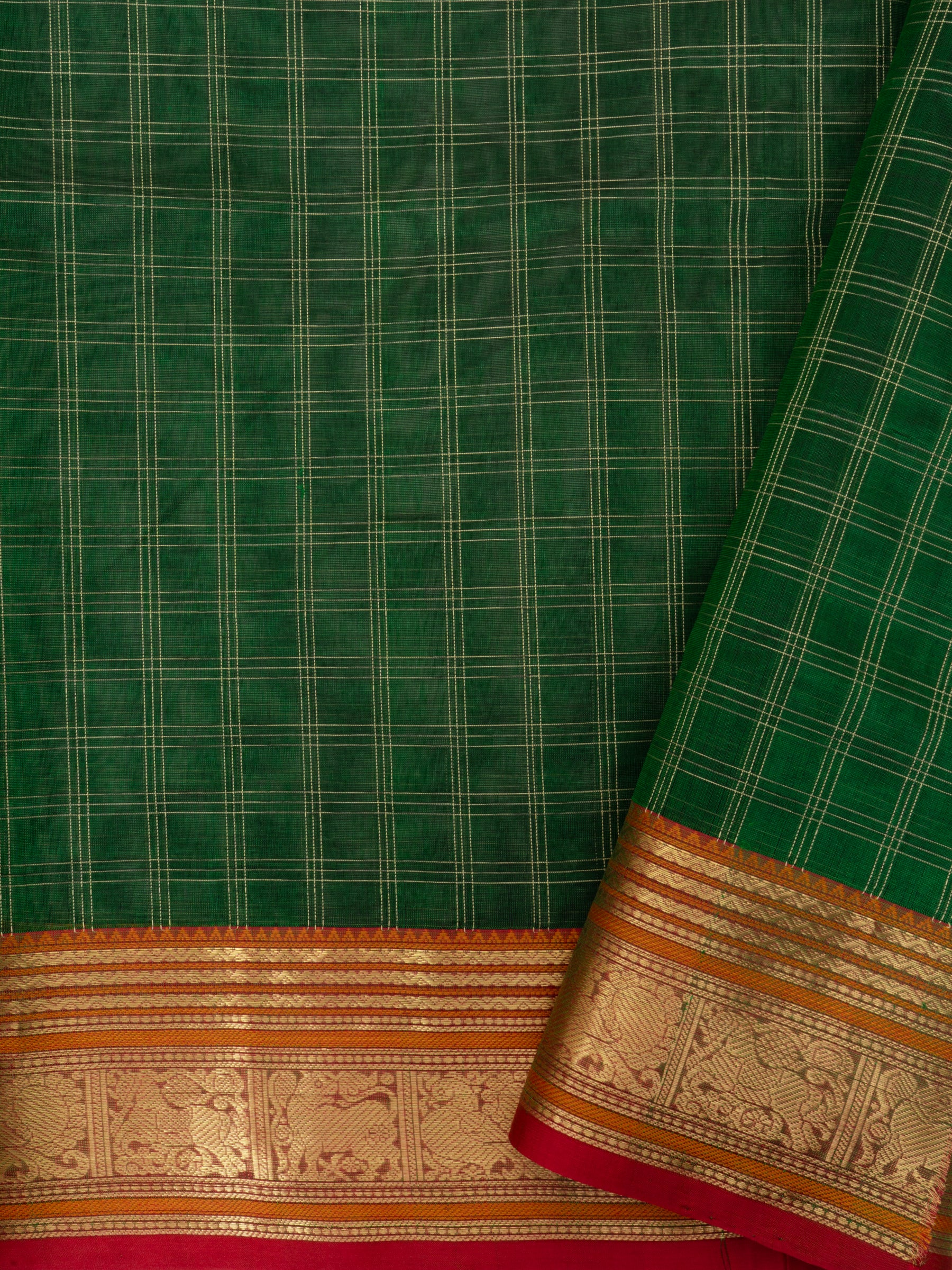 Green vintage kattam / Silk Cotton Saree CLSA6641