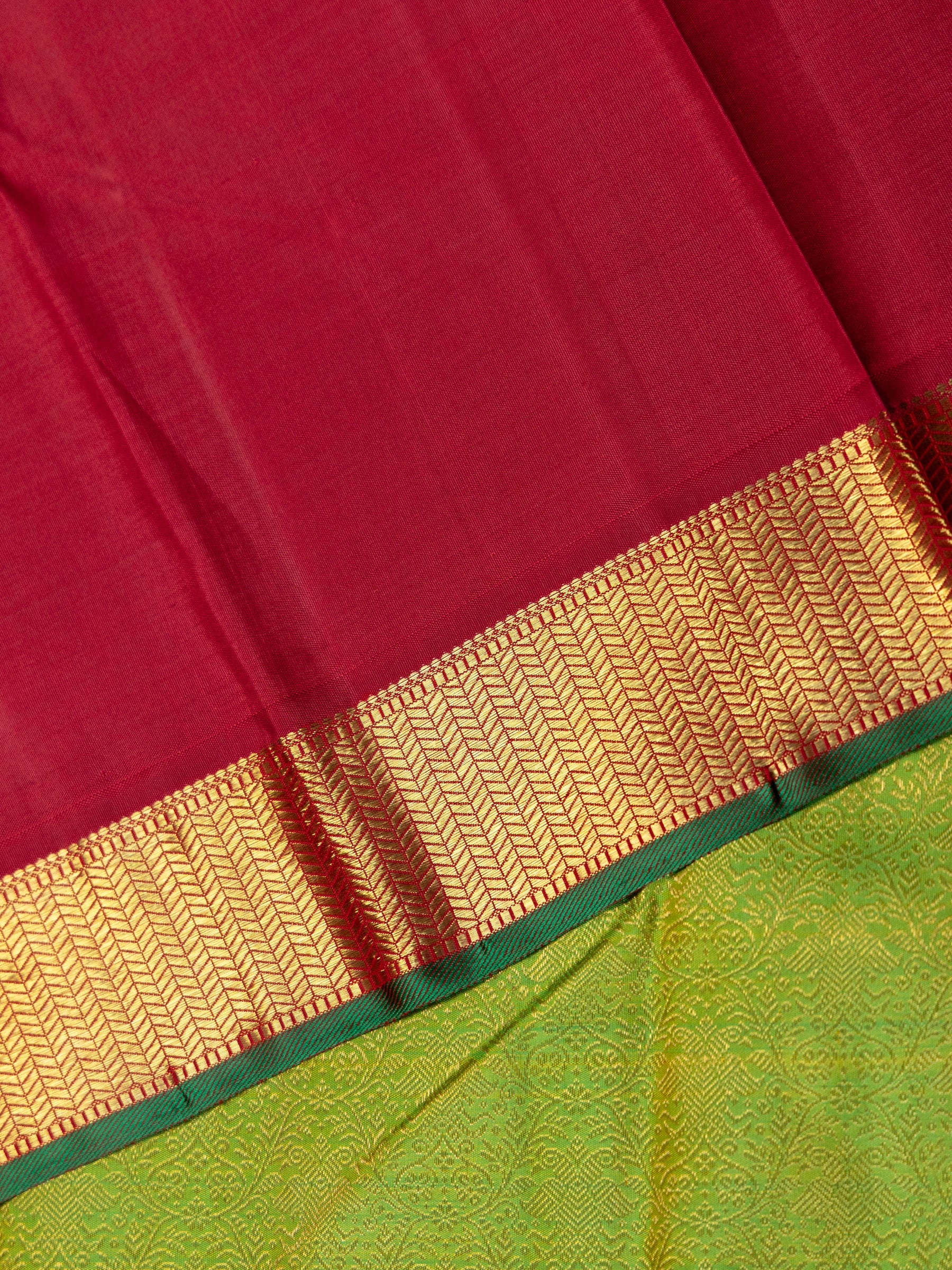 Green brocade Korvai /Bridal Kanjipuram Silk Saree CLSA4287