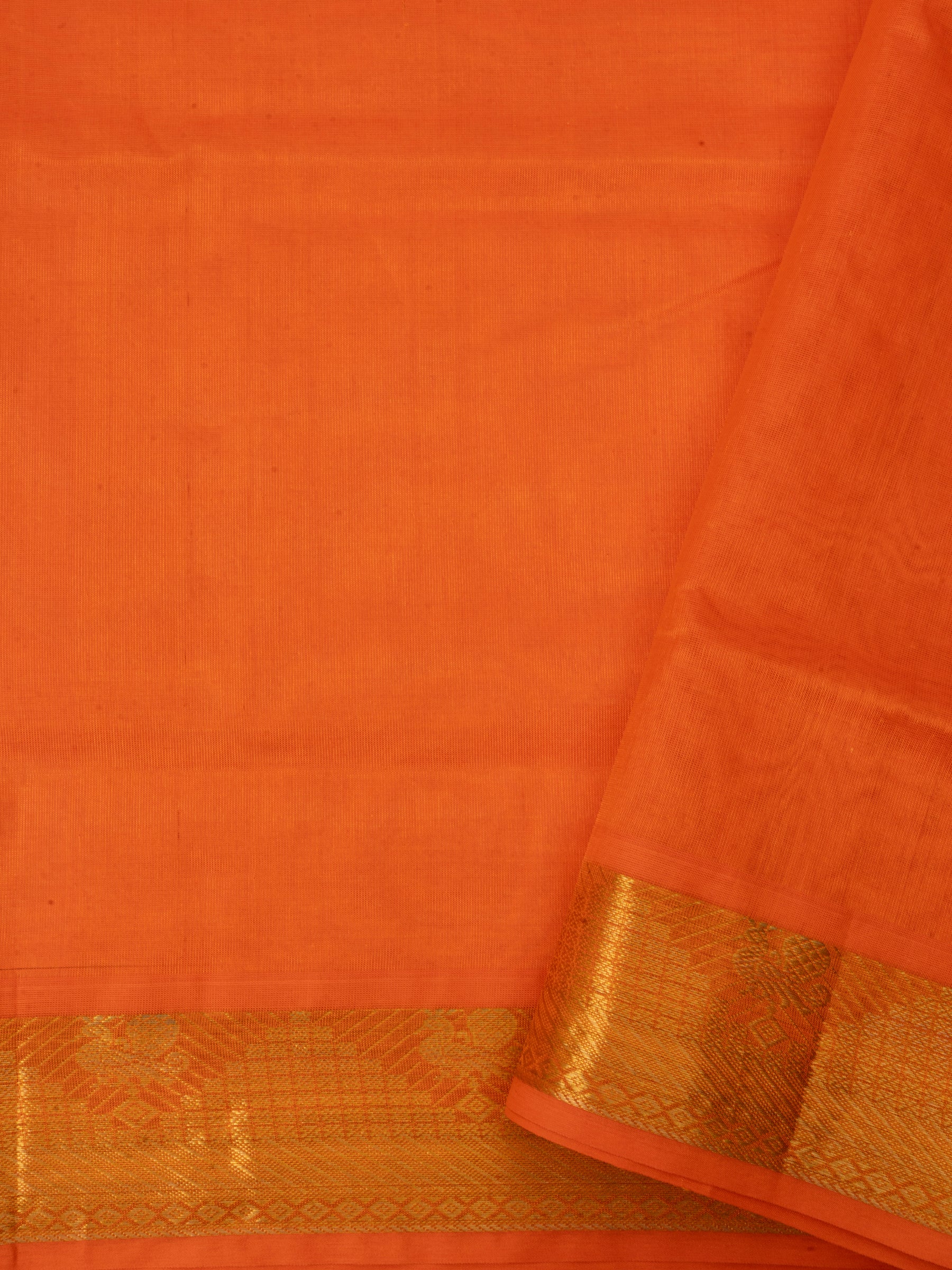 Peacock green and orange/ Silk Cotton Saree CLSA6052