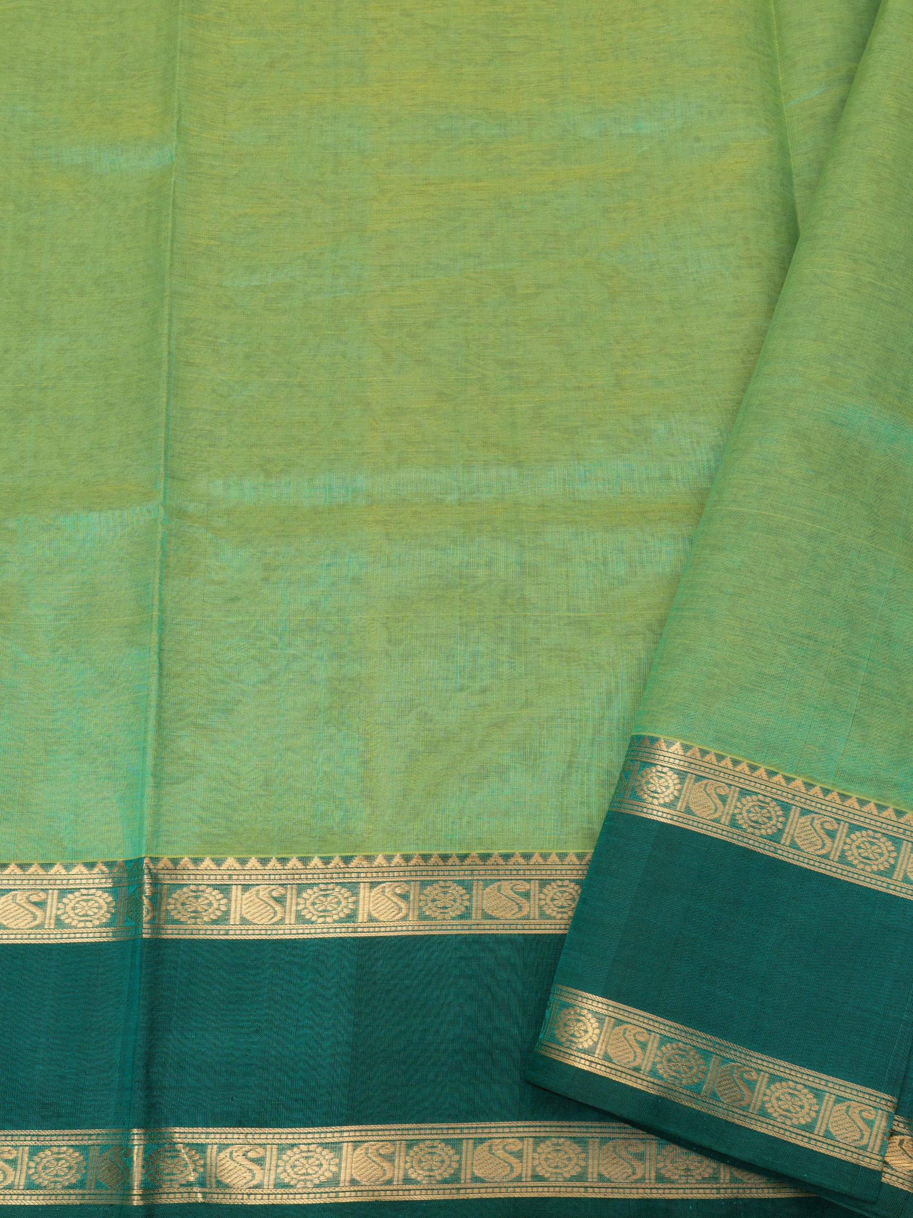 Green vanasingaram rettapet border/ Silk Cotton Saree CLSA6655