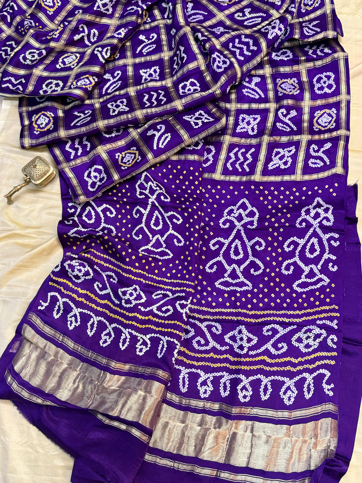 Deep purple bandhini and gajji silk saree clsa 11941