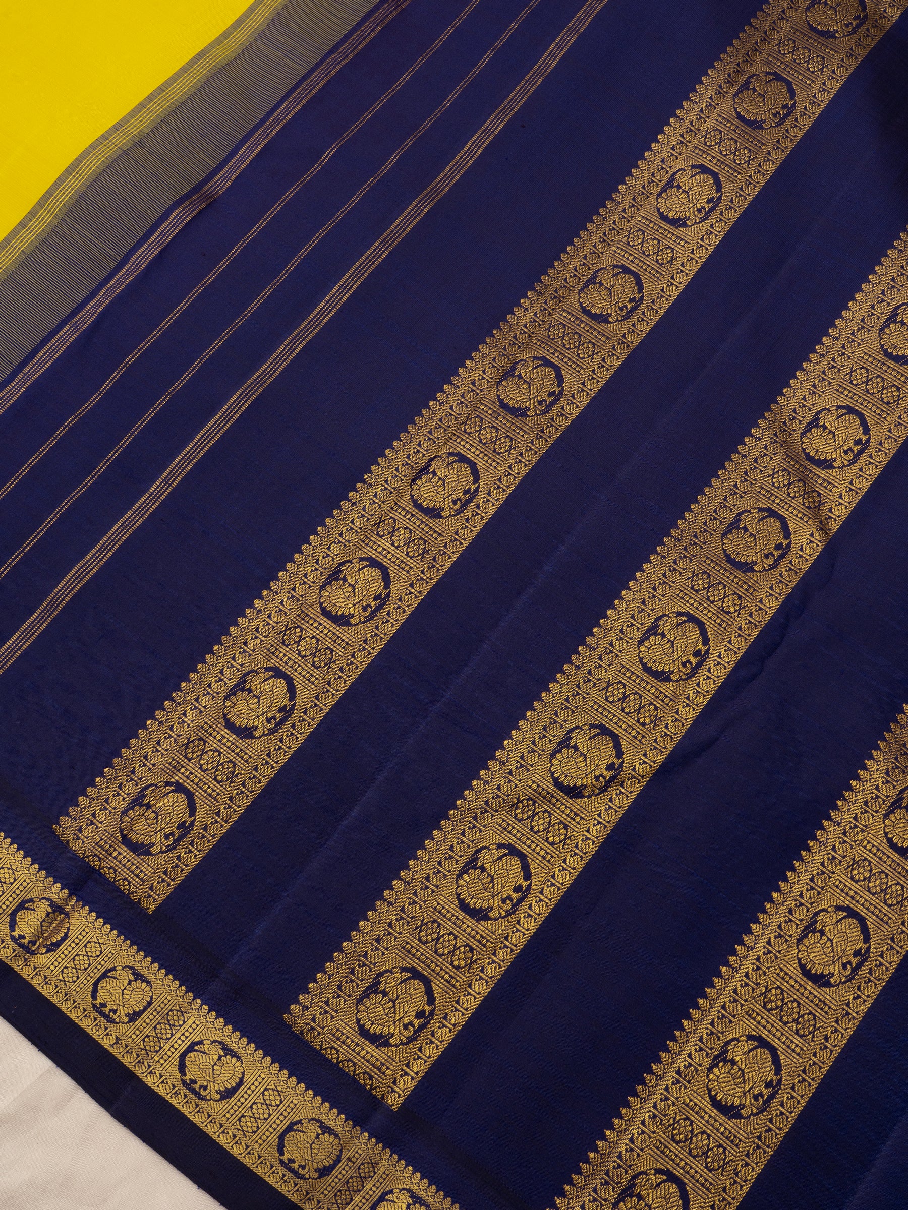 Yellow and blue annam small border/ Arani Silk Saree CLSA10107