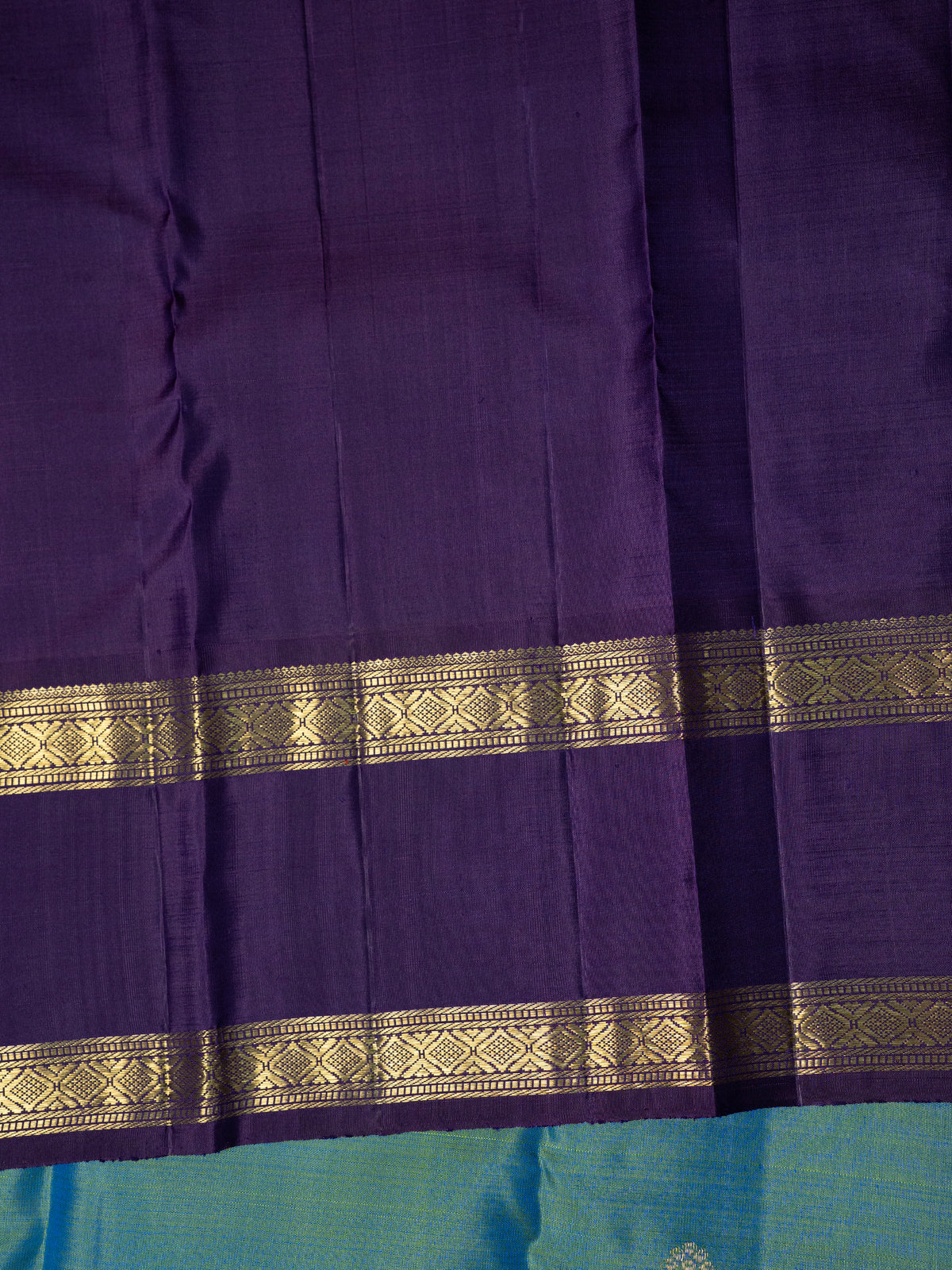 Vintage Blue shot Korvai Pure Kanjipuram Silk Saree CLSA10131