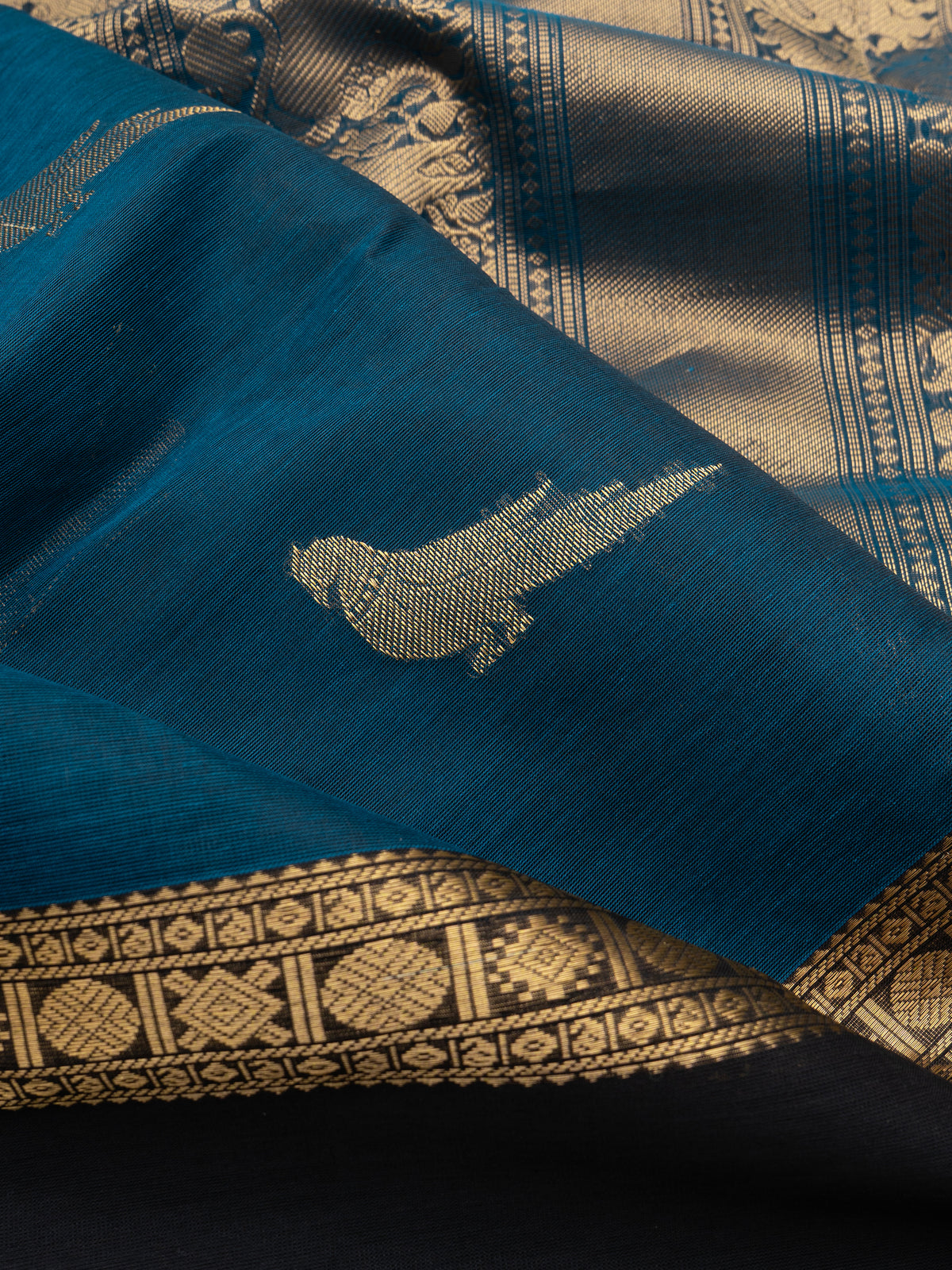 Rama blue kili butta/ Silk Cotton Saree CLSA10226