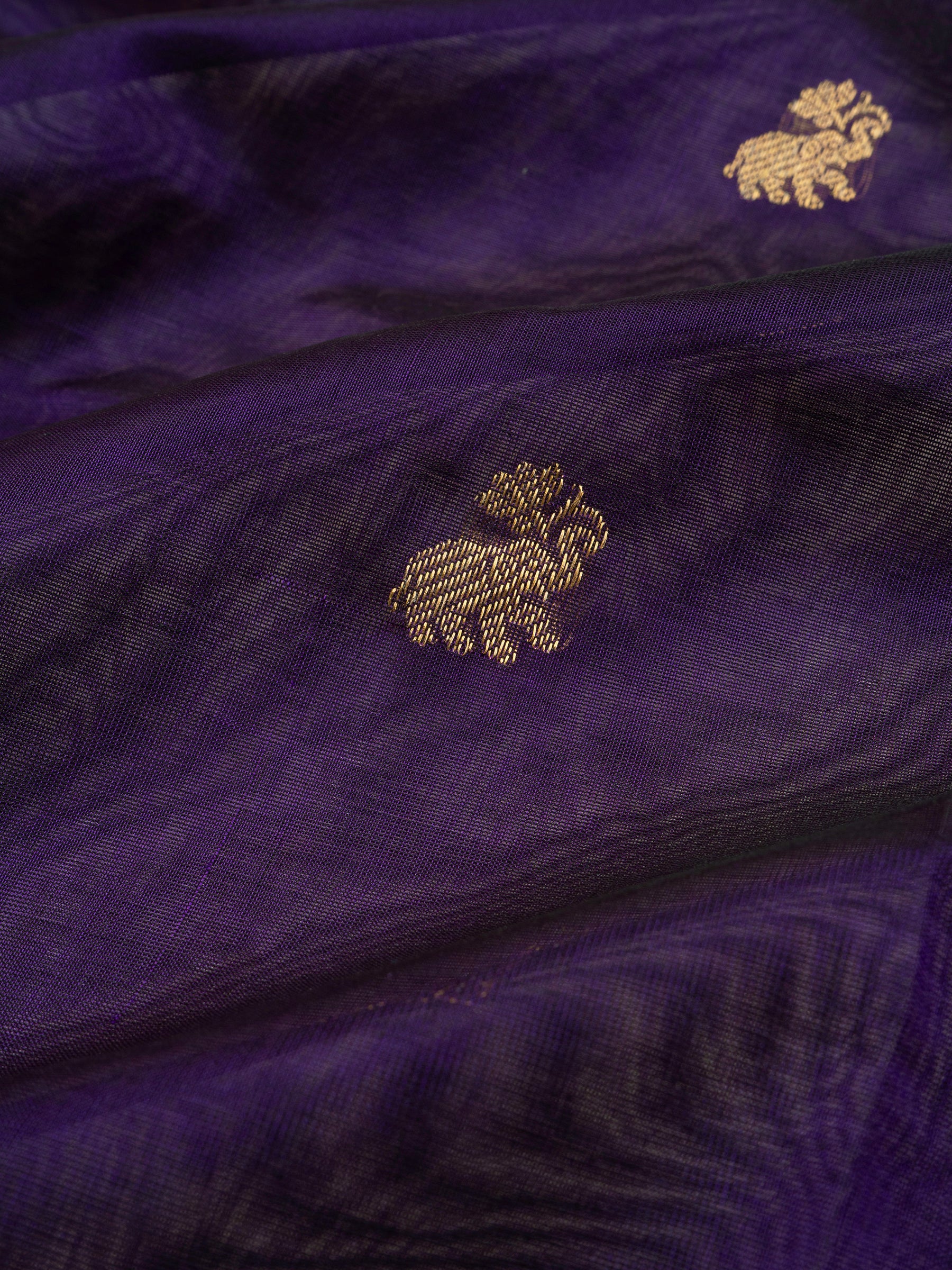 Deep purple annam and yanai butta rettapet border/ Silk Cotton CLSA10251
