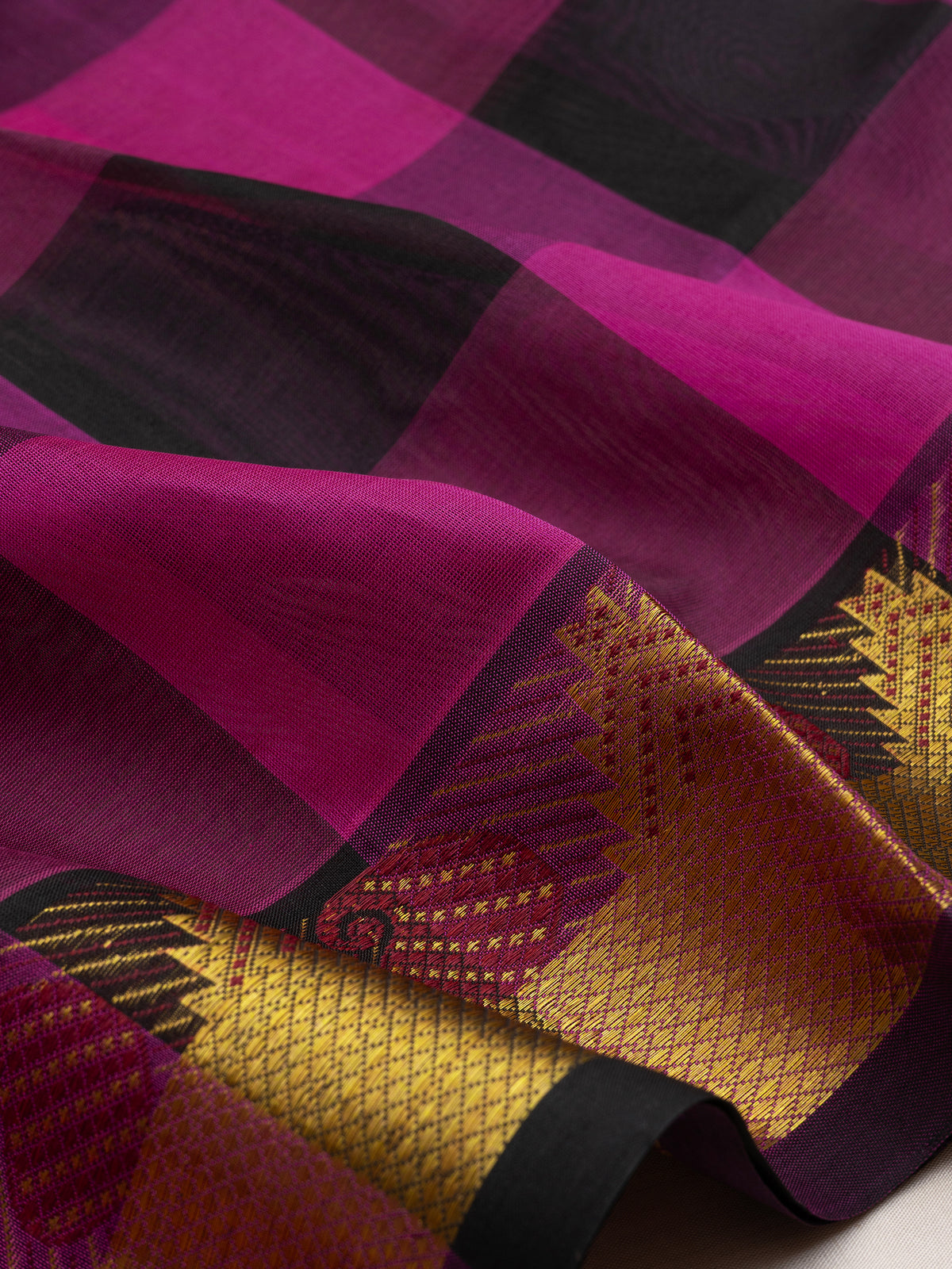 Pink and black kattam /Silk Cotton Saree CLSA10414