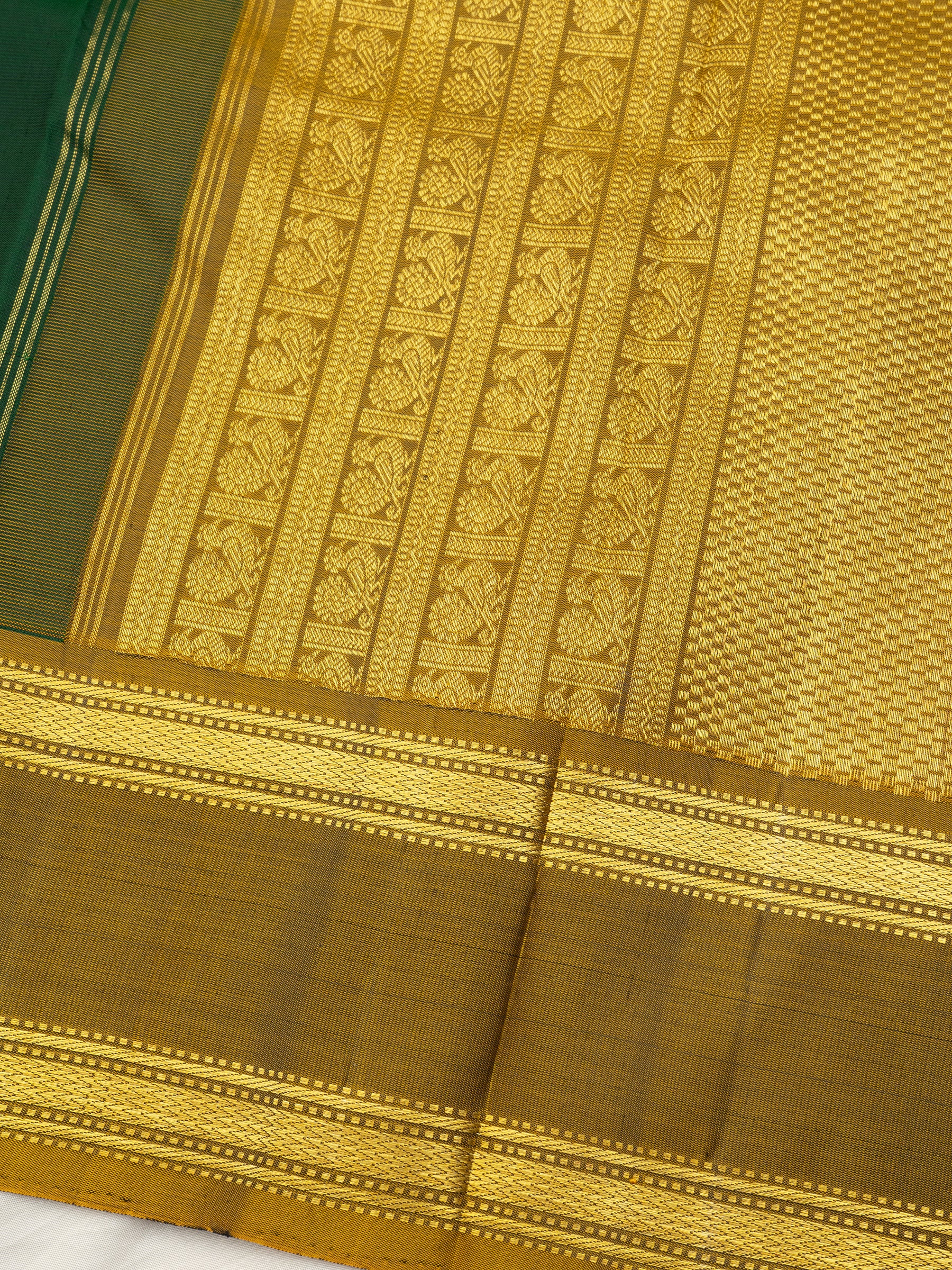 Green and mustard rettapet border/Arani Silk Saree CLSA10840