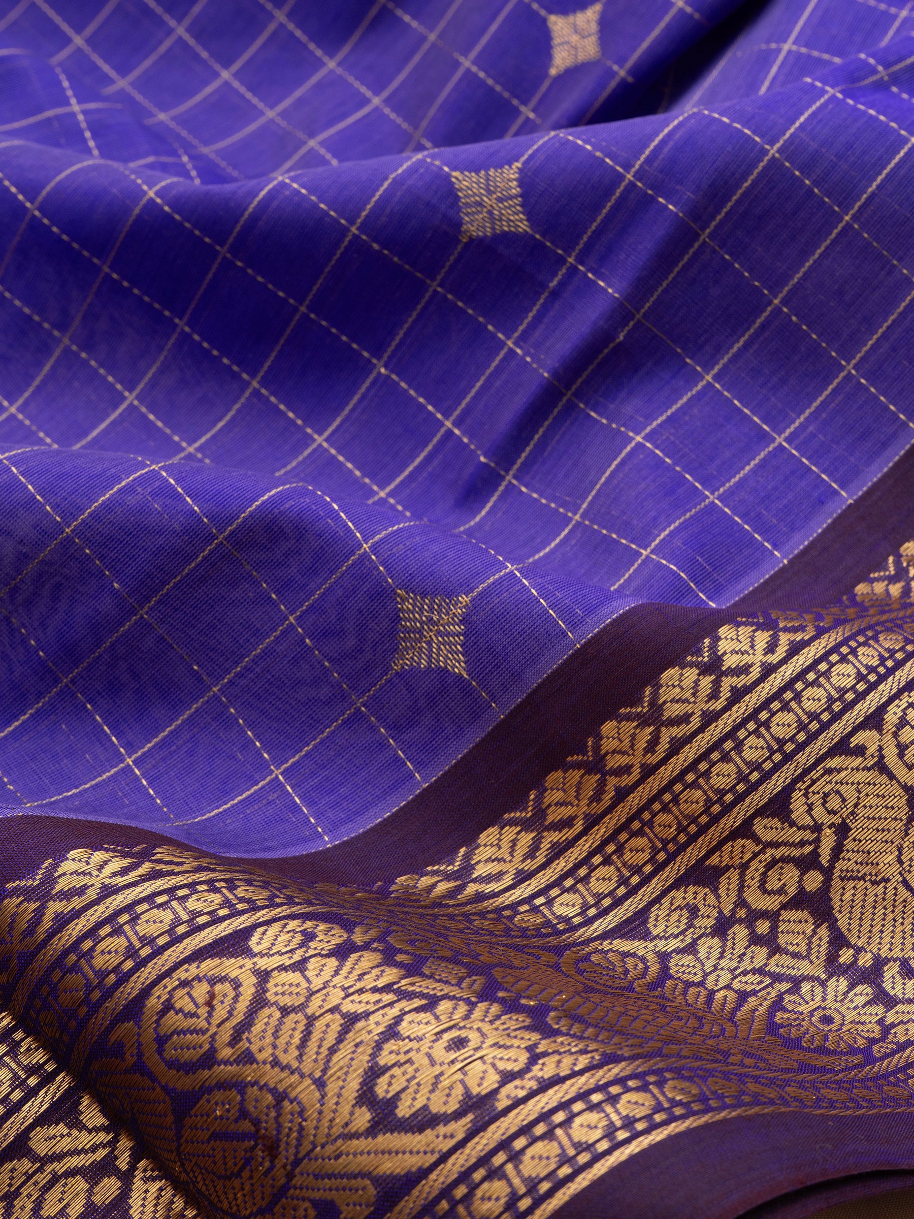 December poo color and brown unusual korvai / Silk Cotton Saree CLSA10896
