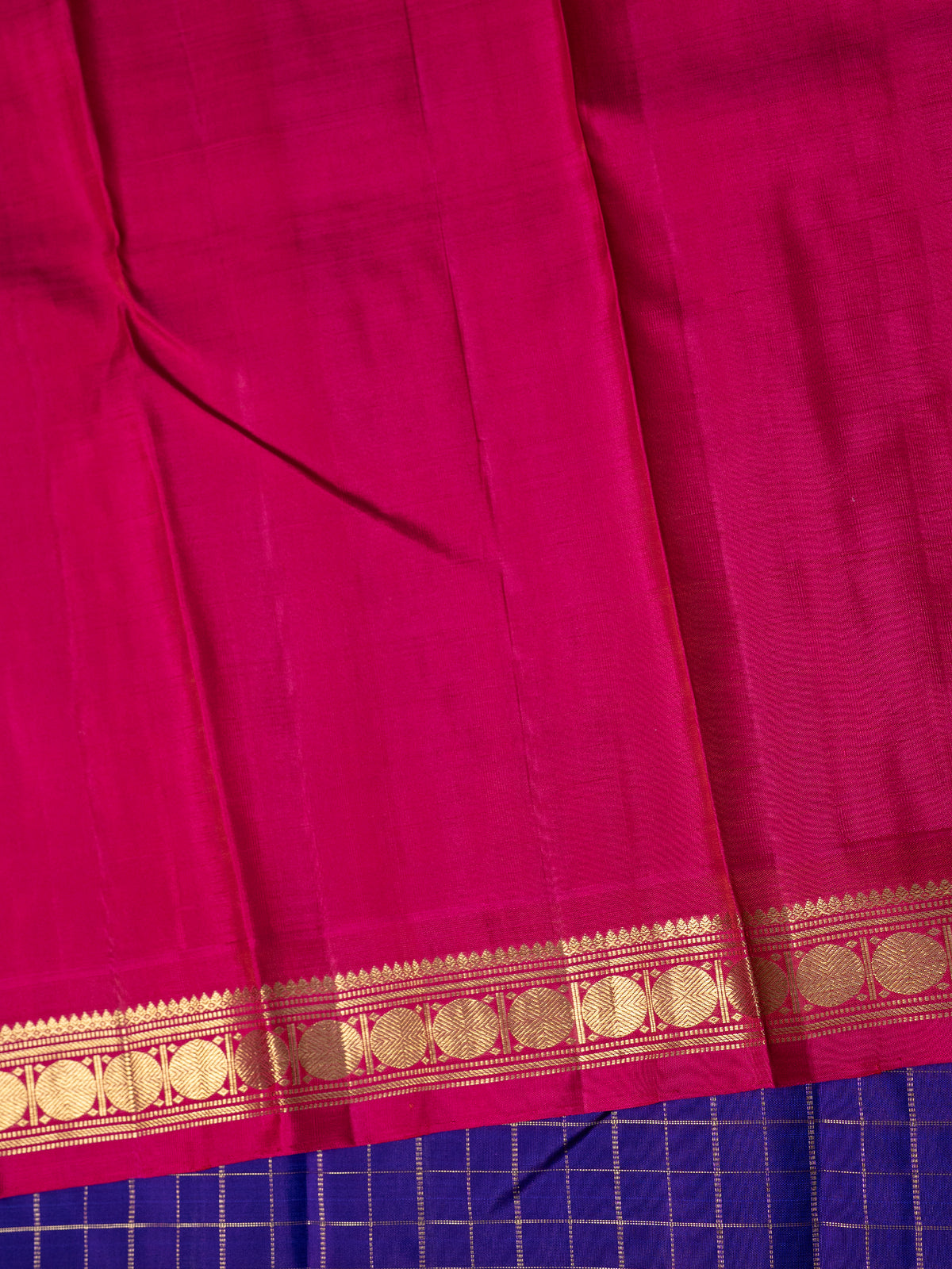 Purple shot violet zari kattam kai korvai rudraksha border/ Kanjipuram Silk Saree CLSA108