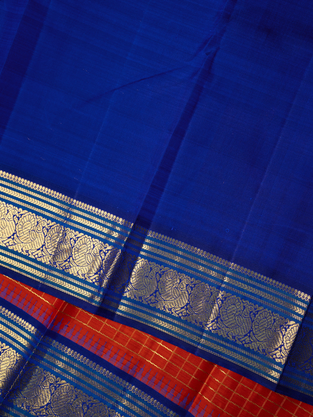 Orange Zari Kattam Korvai Pure Kanjipuram Silk Saree CLSA11283