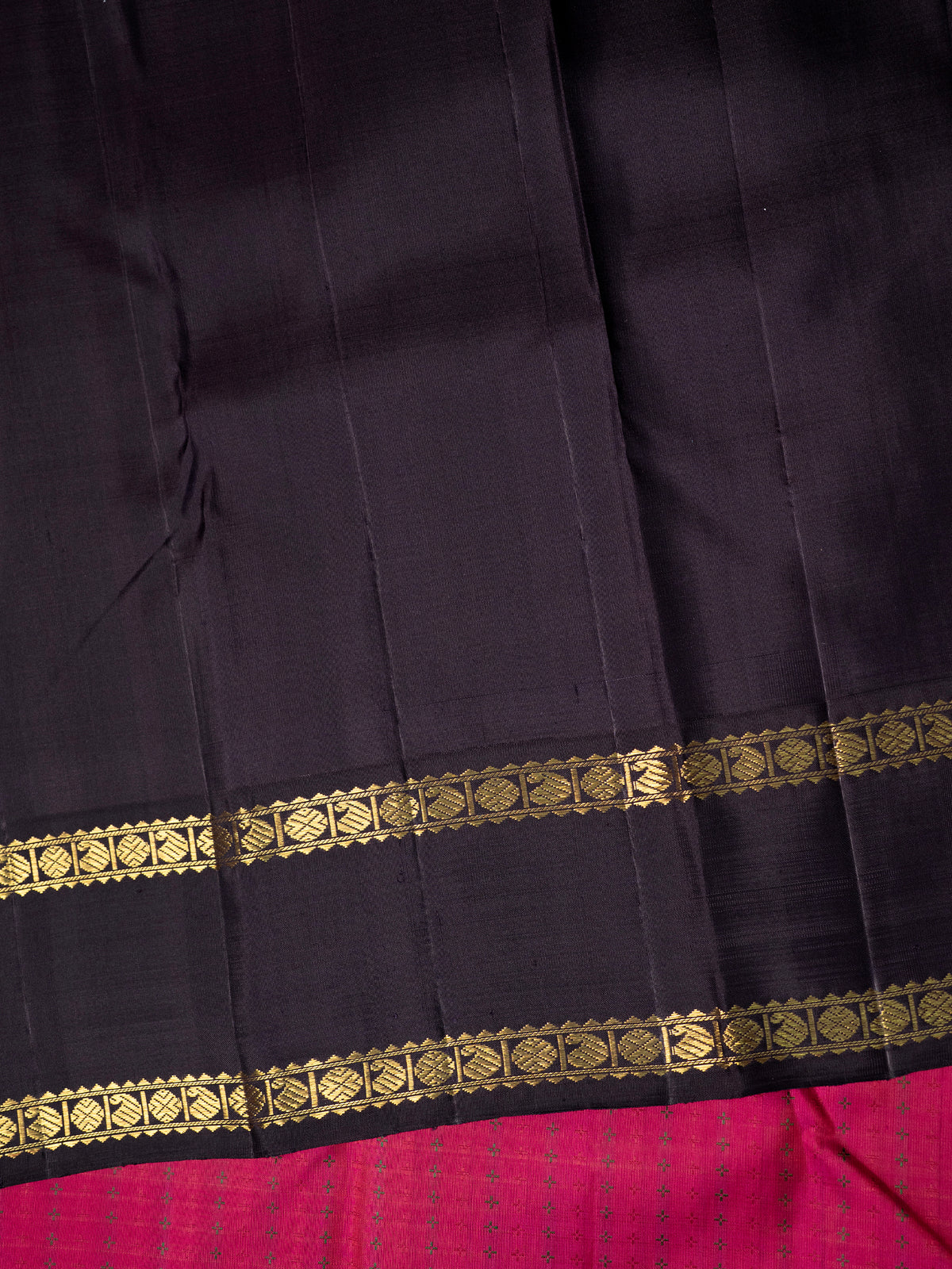 Vintage pink and deep jamun shade rettapet border kai korvai/ Kanjipuram Silk Saree CLSA11633