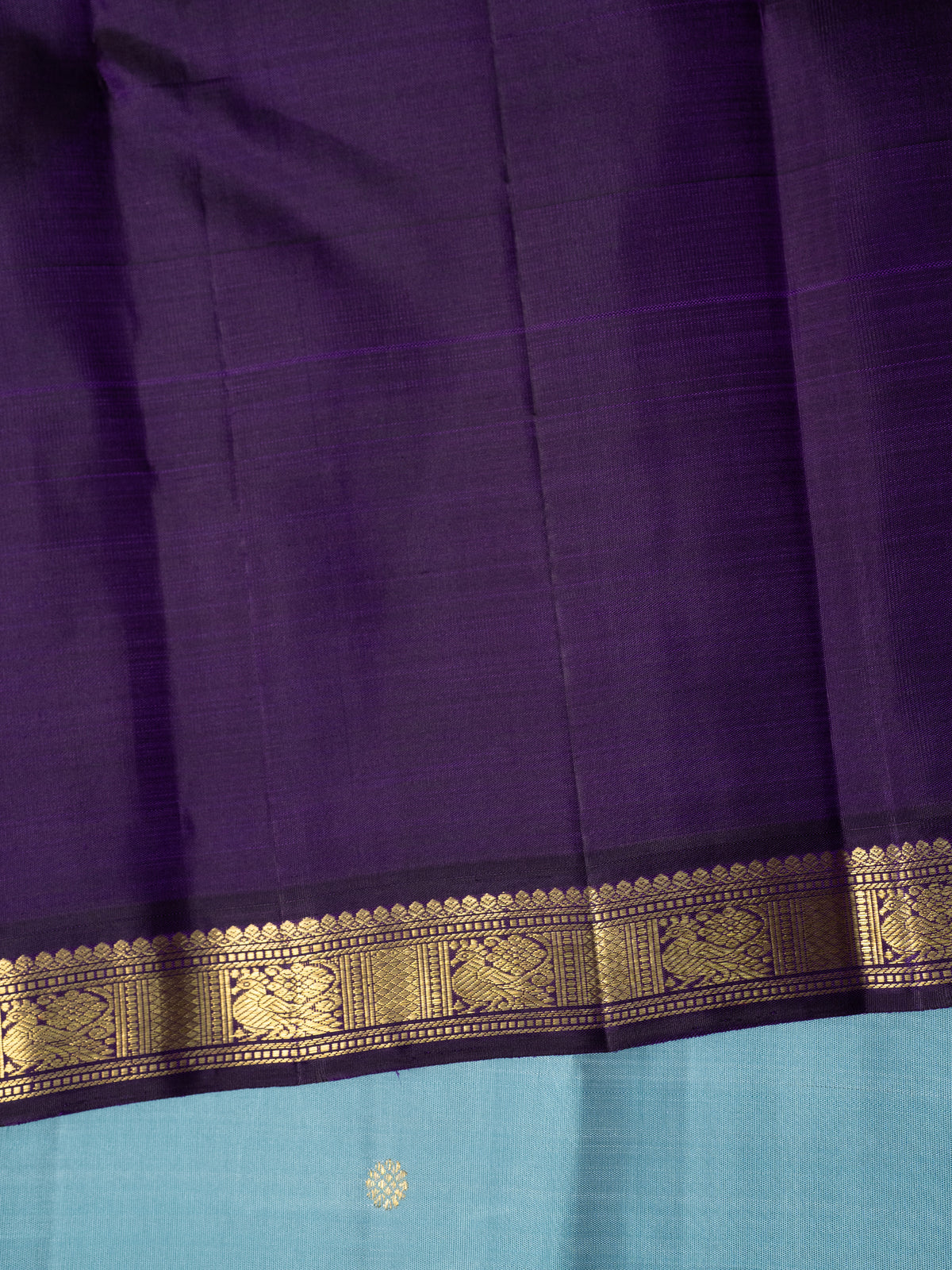 Powder blue and deep purple bettu butta kai korvai/ Kanjipuram Silk Saree CLSA11663