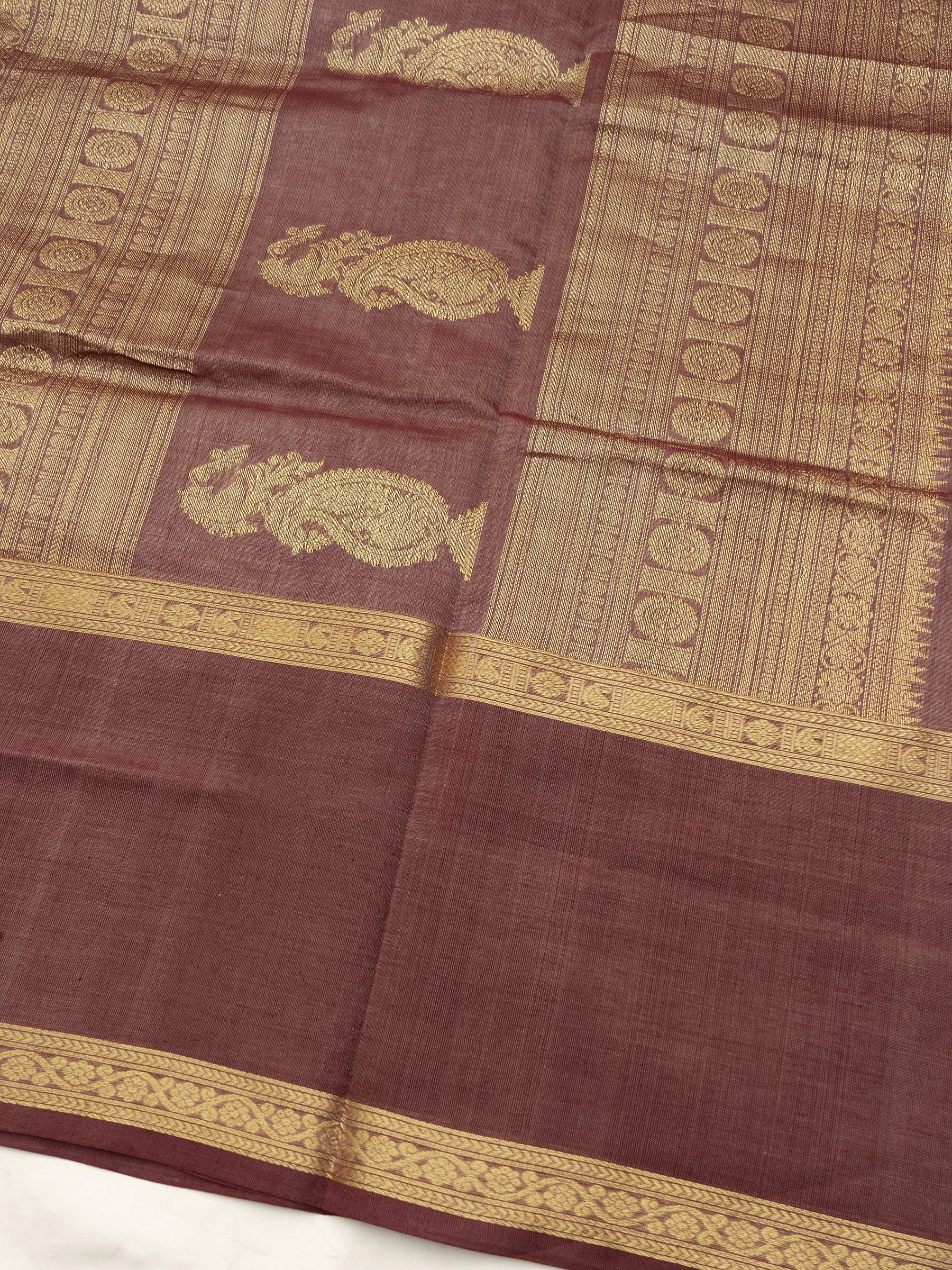 Mauve kattam rettapet border/ Silk Cotton Saree CLSA1430