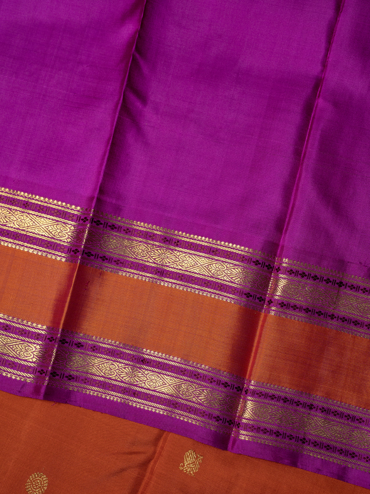 Rust and pink rettapet border killi pallu / Kanjipuram Silk Saree CLSA4907