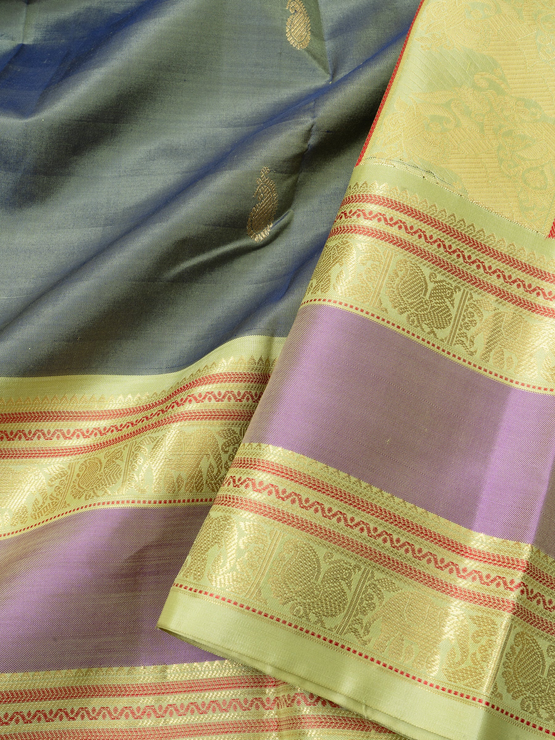 Grey shot lemon yellow /special edition kanjipuram silk CLSA