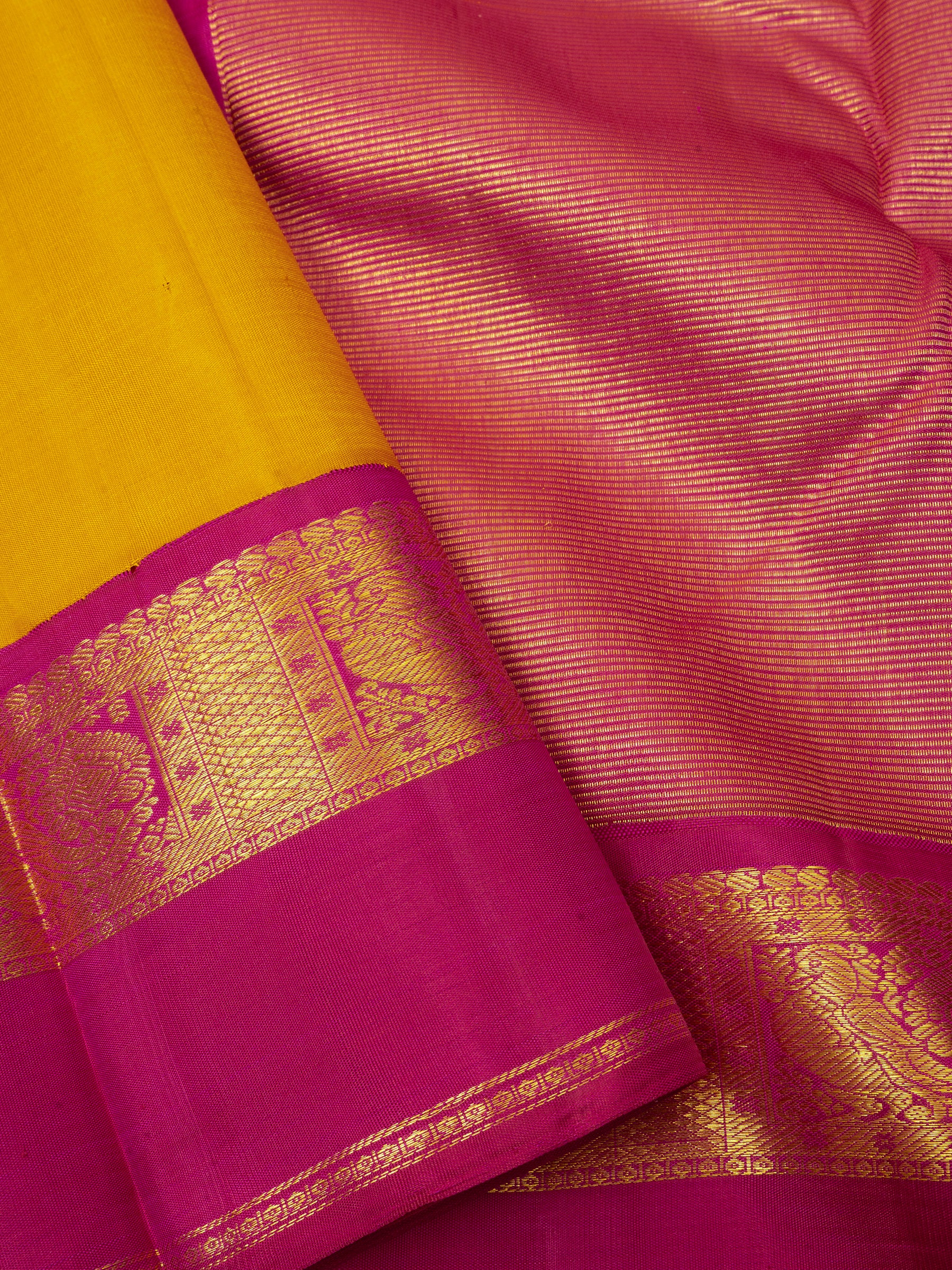 Yellow and pink /Arani Silk Saree