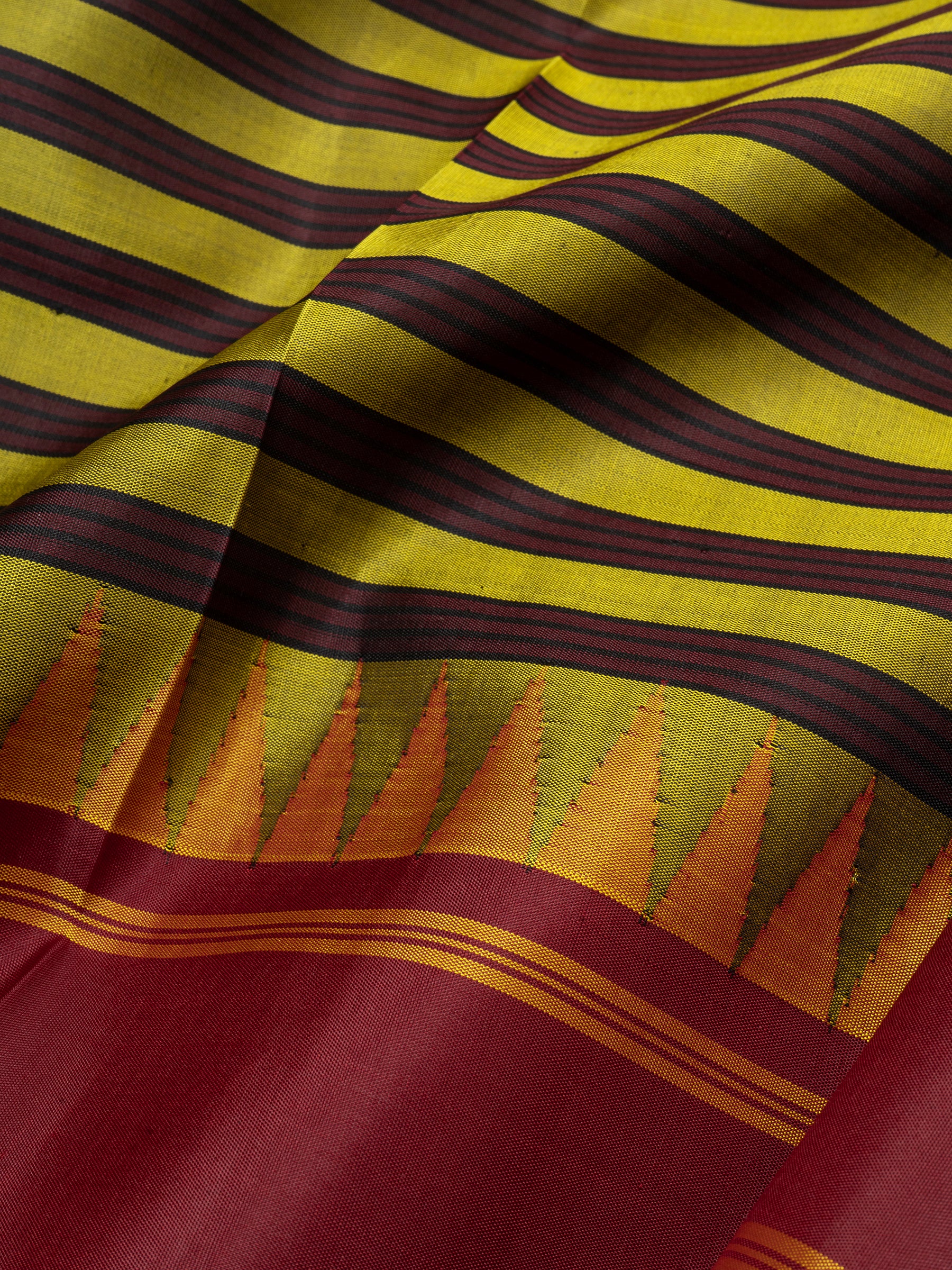 Vintage stripes brown/black and green / Arani silk CLSA2529