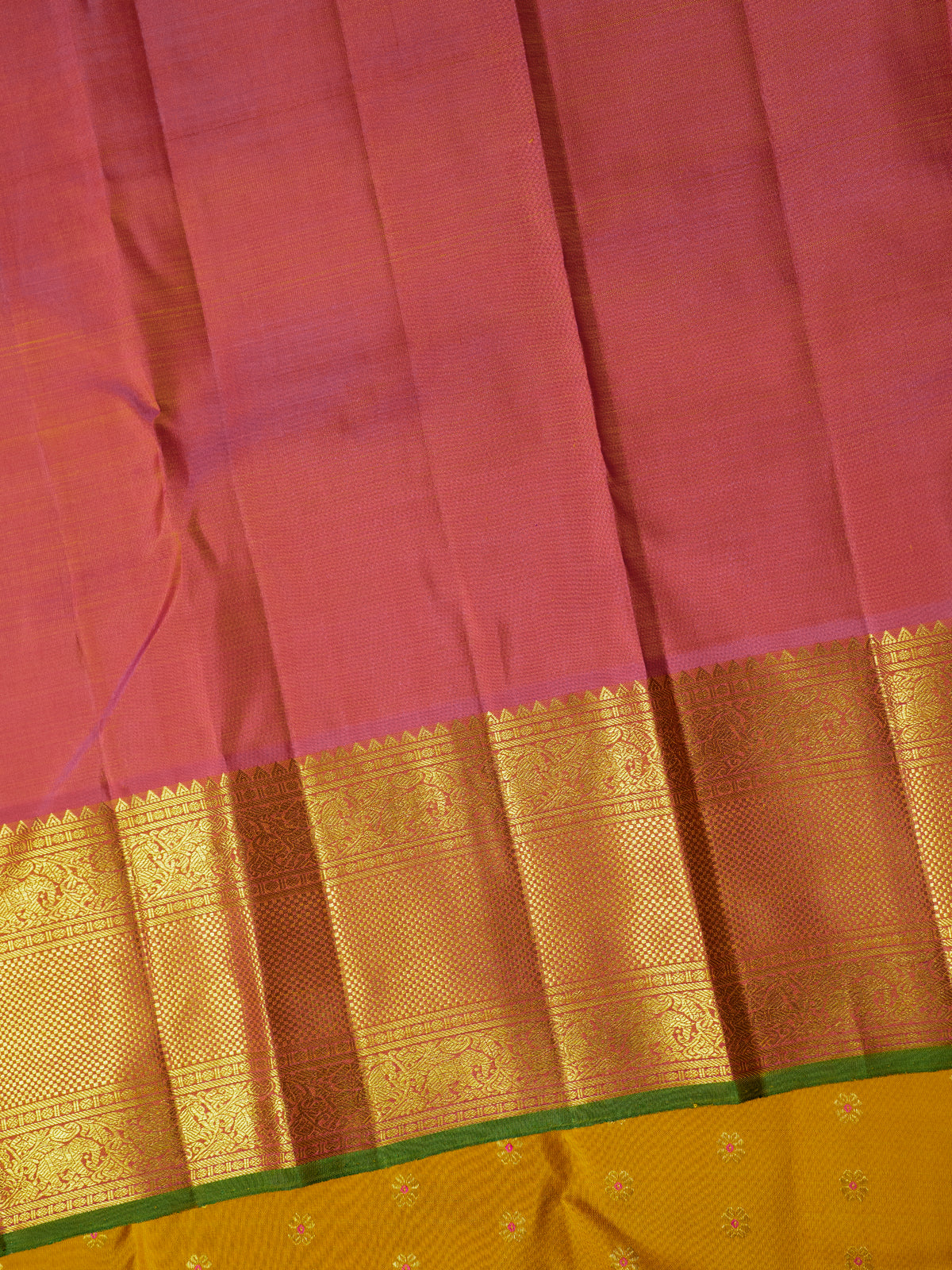 Golden yellow Thodar Butta /Kanjipuram Silk Saree CLSA11688