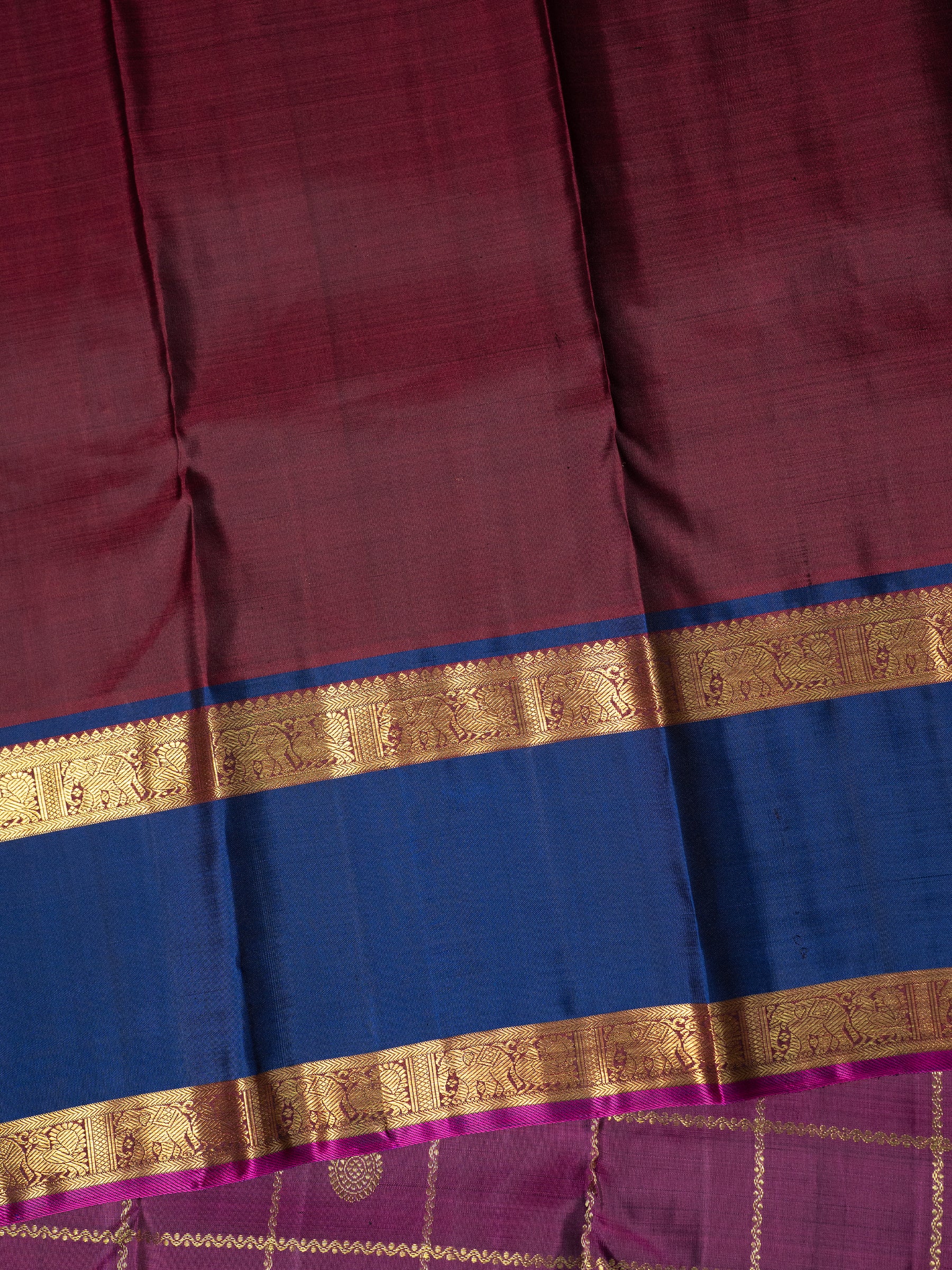 Grape purple Kattam retta pet Kanjipuram Silk Saree CLSA3169