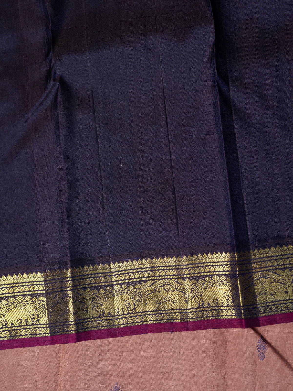 Geva shade thread butta and deep purple kai korvai/ Kanjipuram Silk Saree CLSA3686
