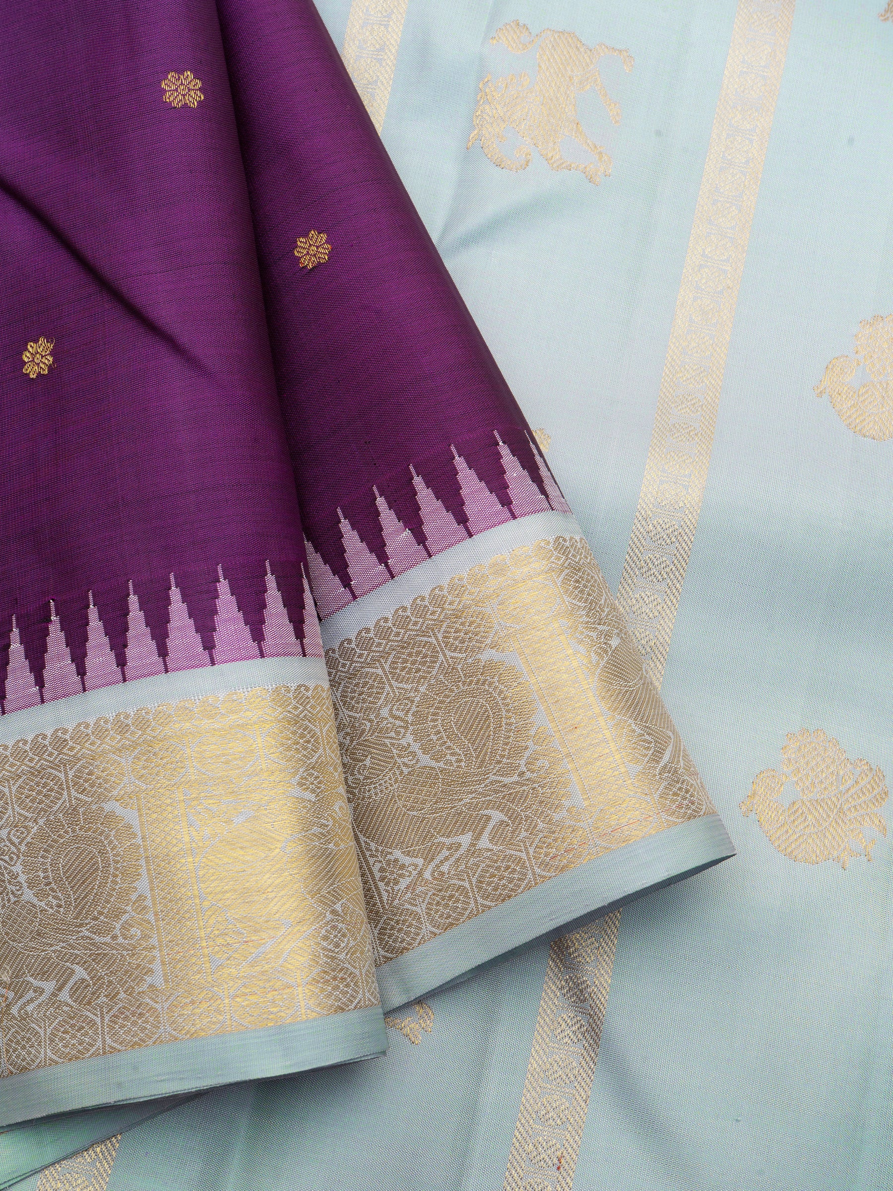 Aubergine colour Korvai / Kanjipuram silk Saree CLSA