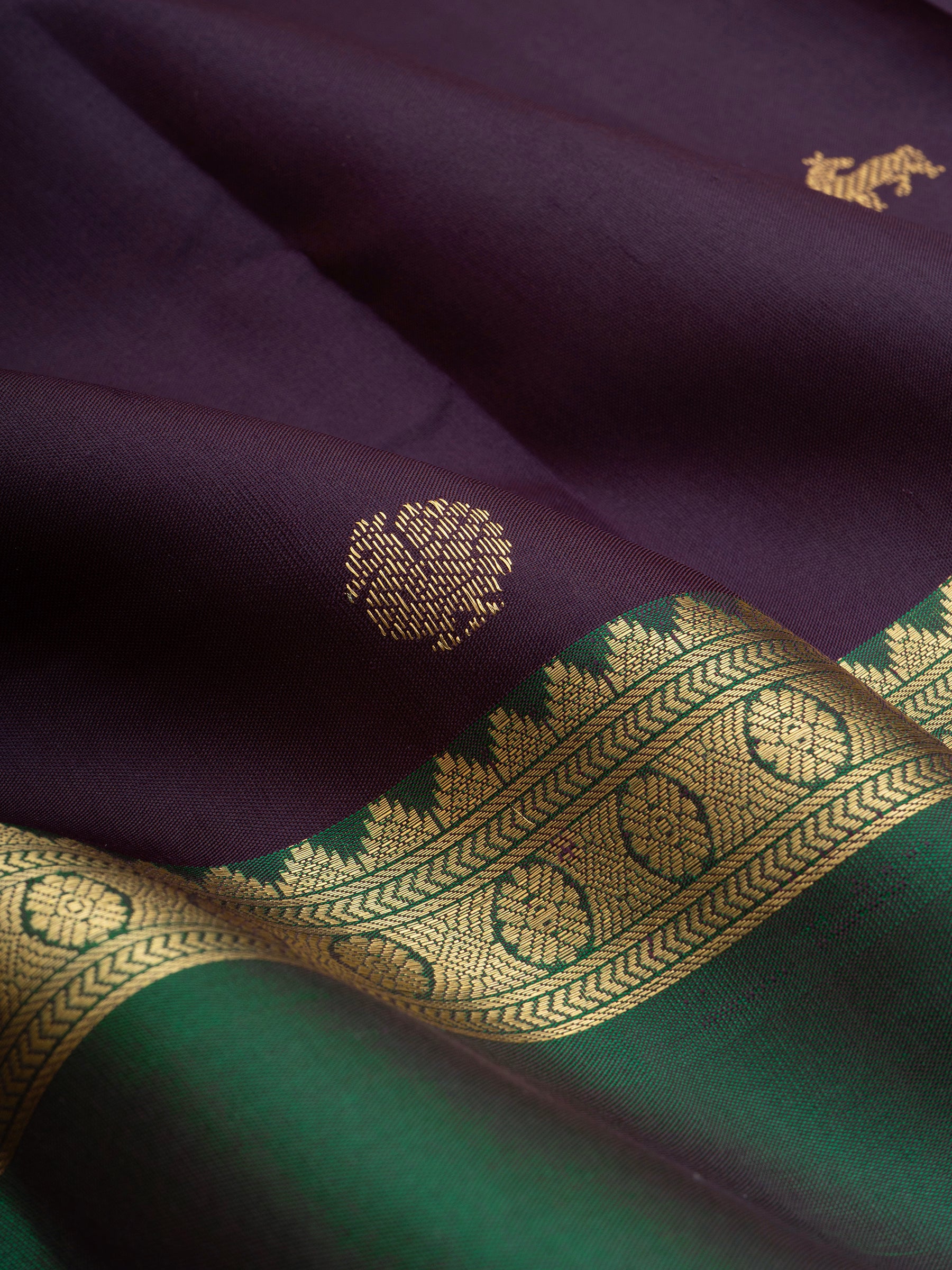 Deep purple and green rettapet border/ Special Edition Silk CLSA10163