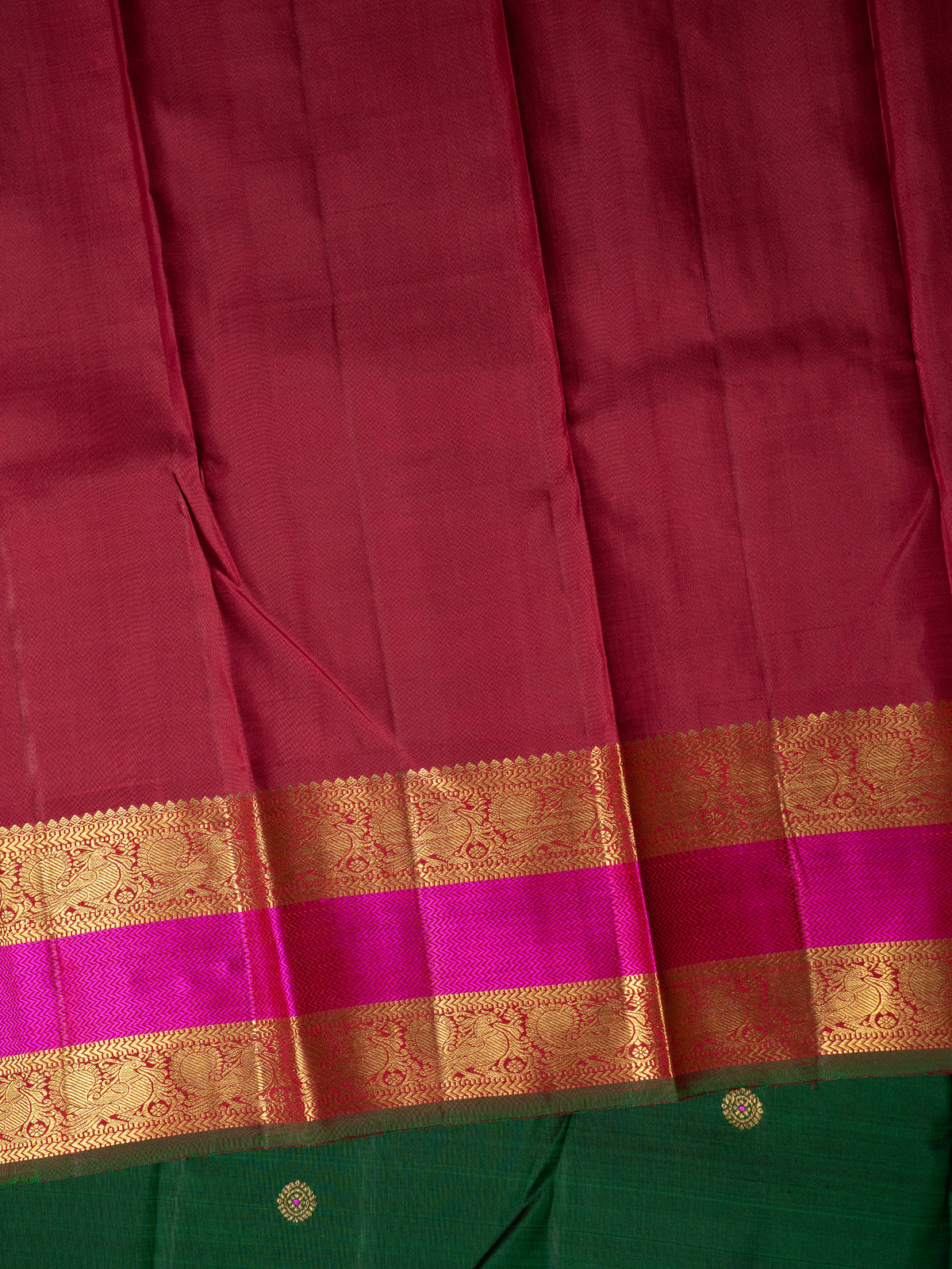 Dark green retta pet Korvai / Kanjipuram Silk Saree CLSA