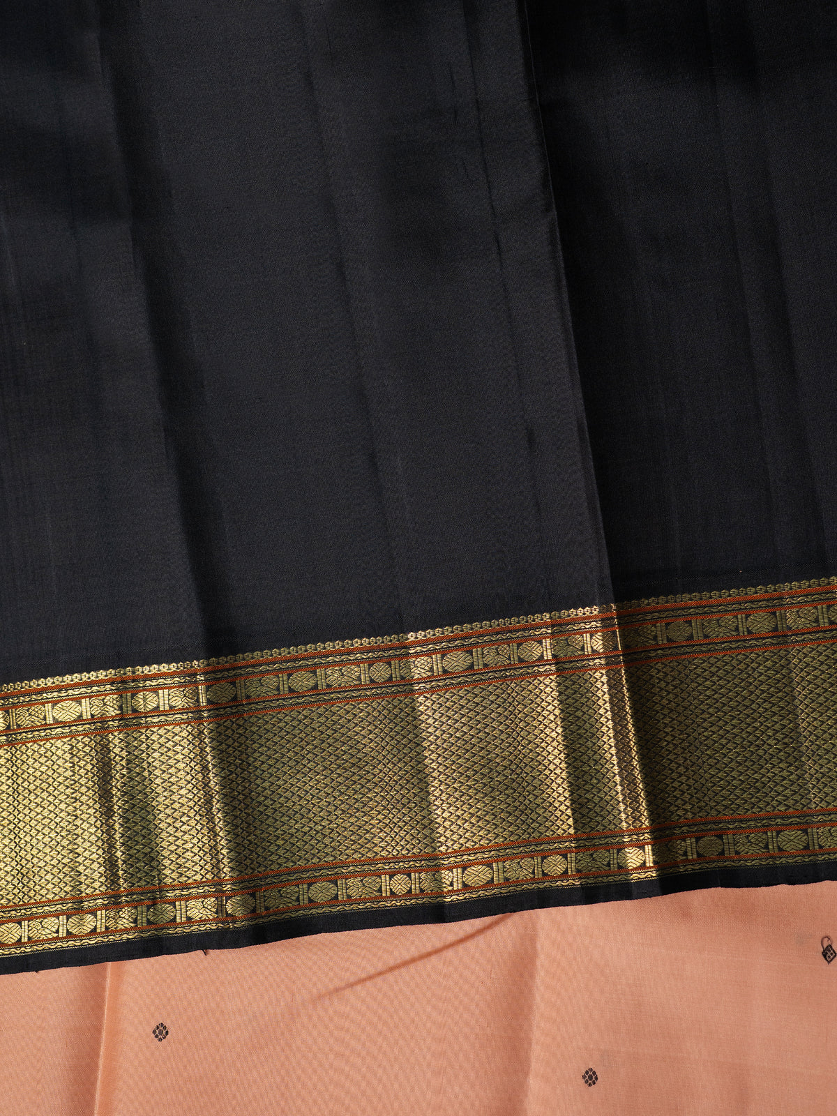 Lite kanakabaram pink ganga jamuna border kai korvai / Kanjipuram Silk Saree CLSA9991