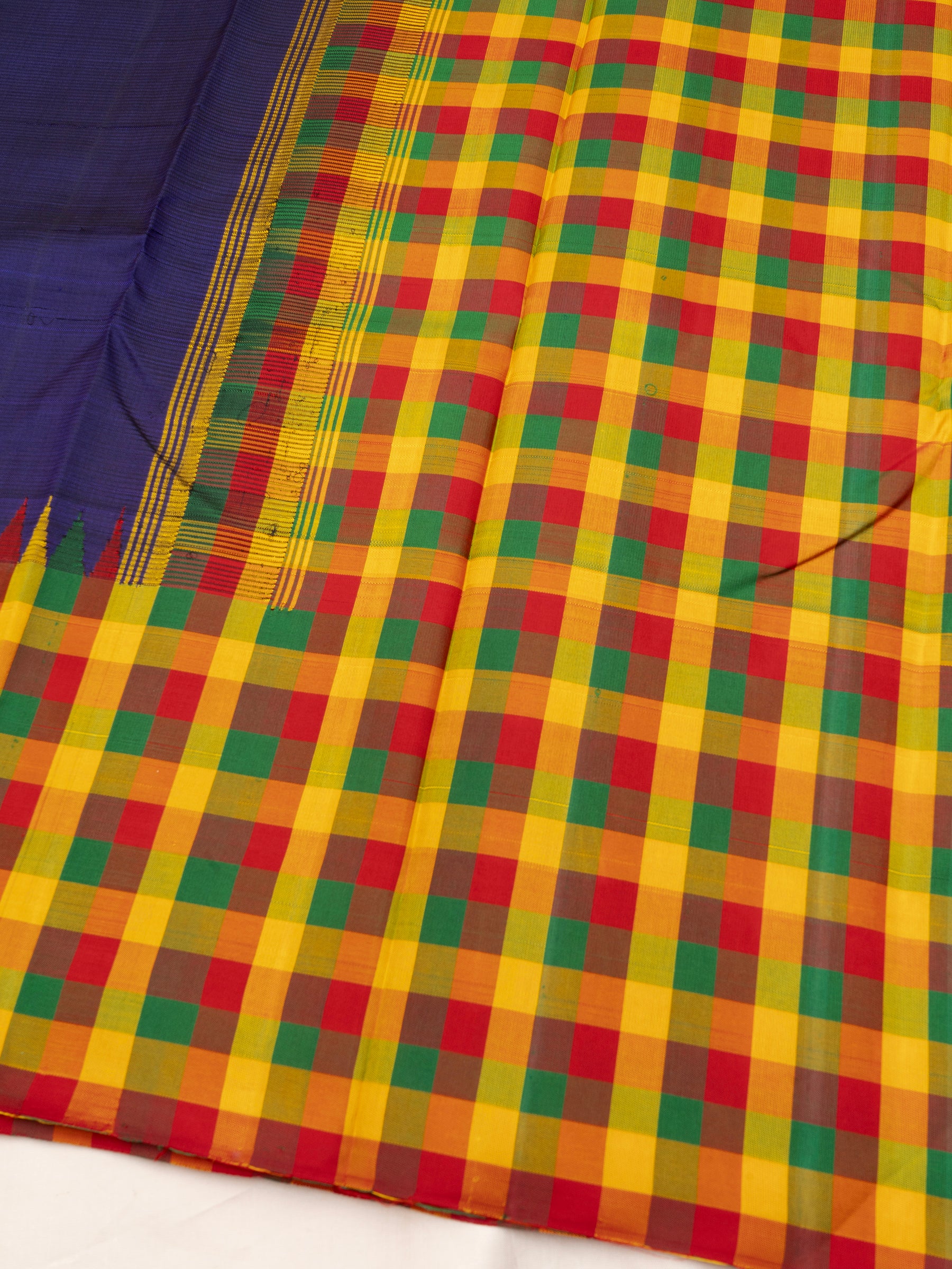 Deep purple paalum pazhamum checks border pallu / Arani Silk Saree CLSA5073