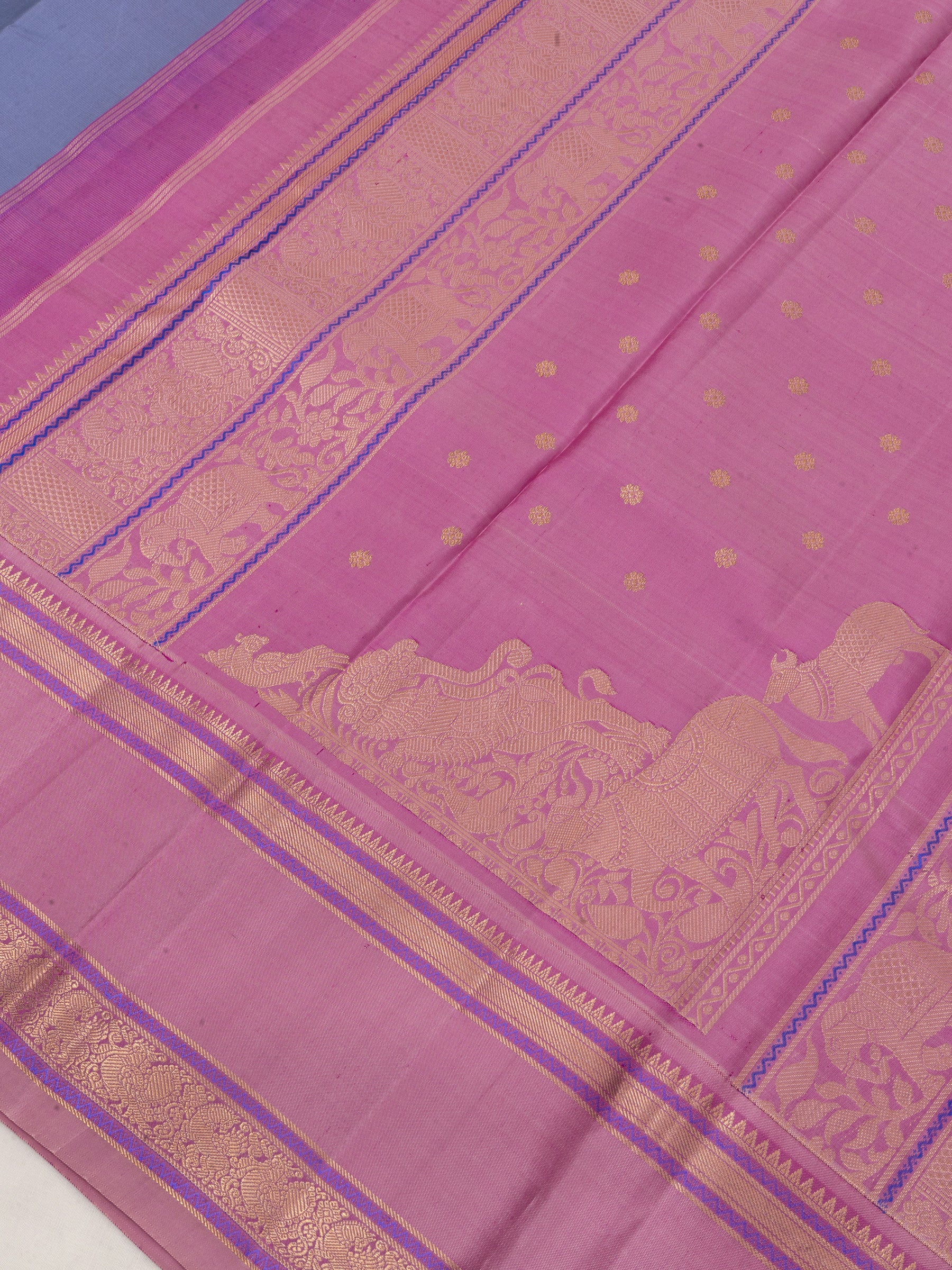 Grey and pink rettapet border/ special edition kanjipuram silk CLSA5161