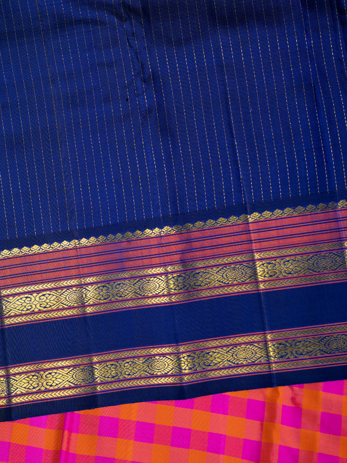 Pink yellow Kattam Korvai / Kanjipuram Silk Saree CLSA
