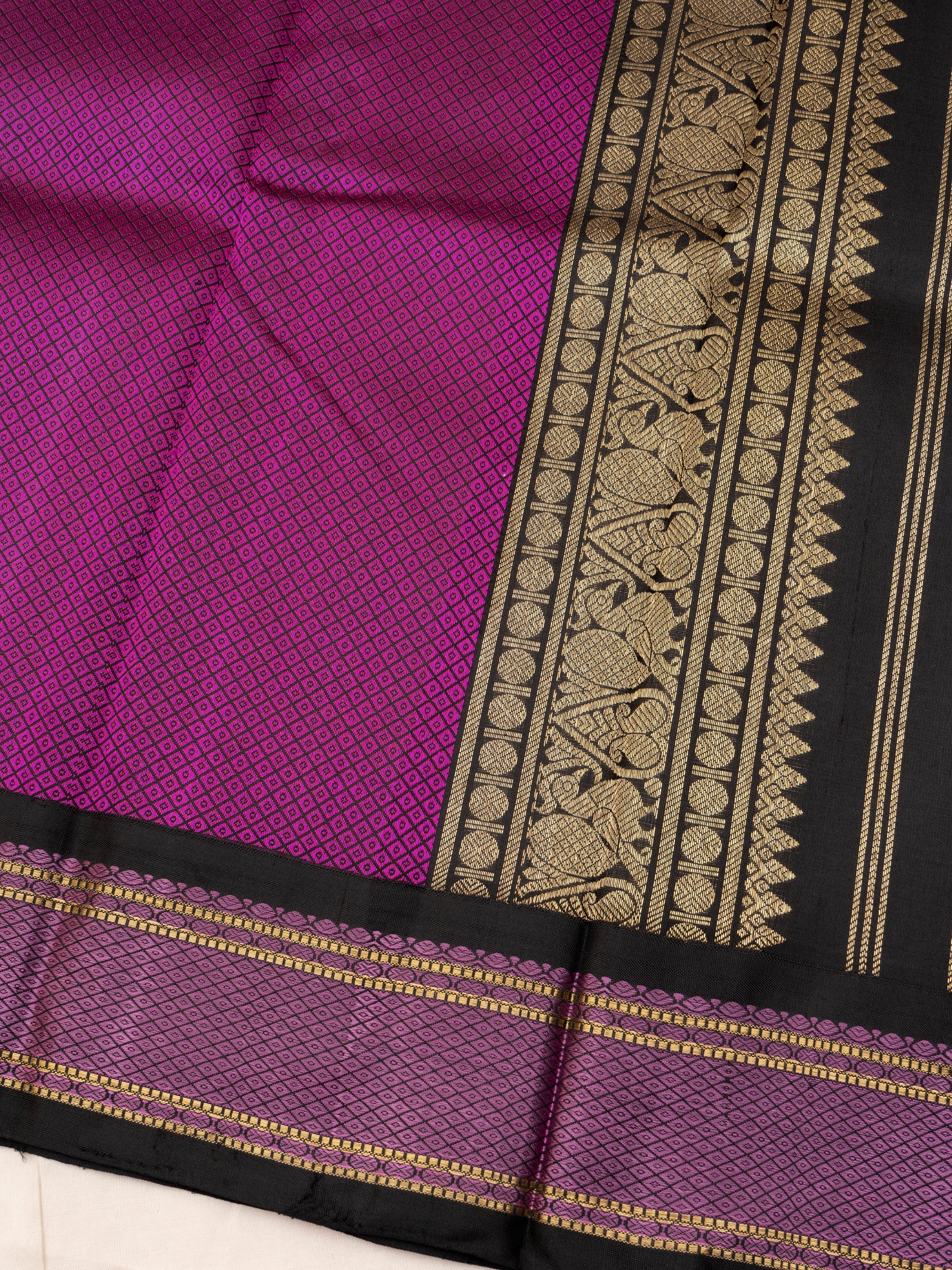 Black and pink thread work/ Kanjipuram Silk Saree CLSA528