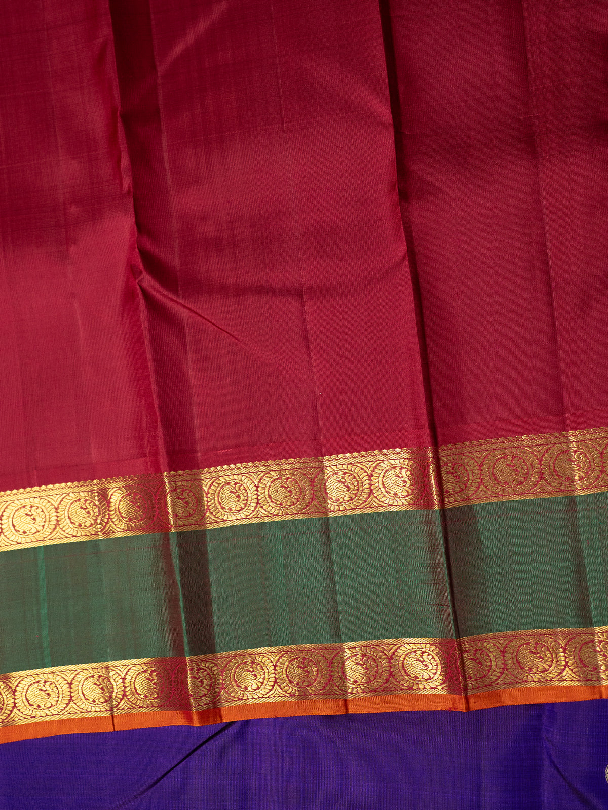 Vintage Purple blue Annam retta pet Pure Kanjipuram Silk Saree CLSA