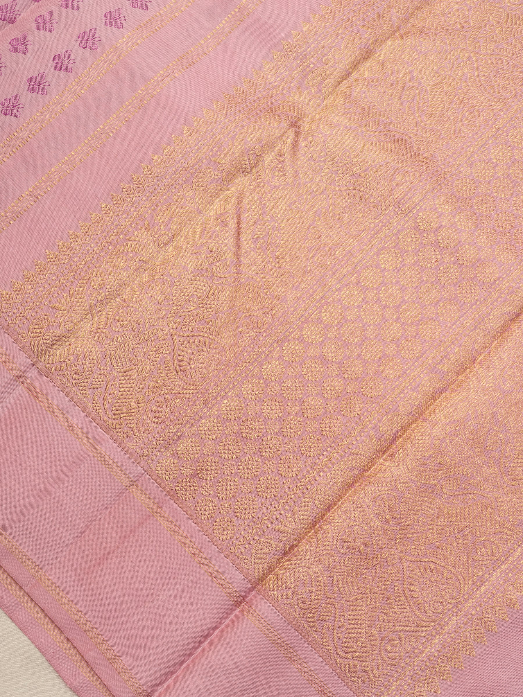 Baby pink ( no blouse ) Thread work Kanjipuram Silk Saree CLSA5386