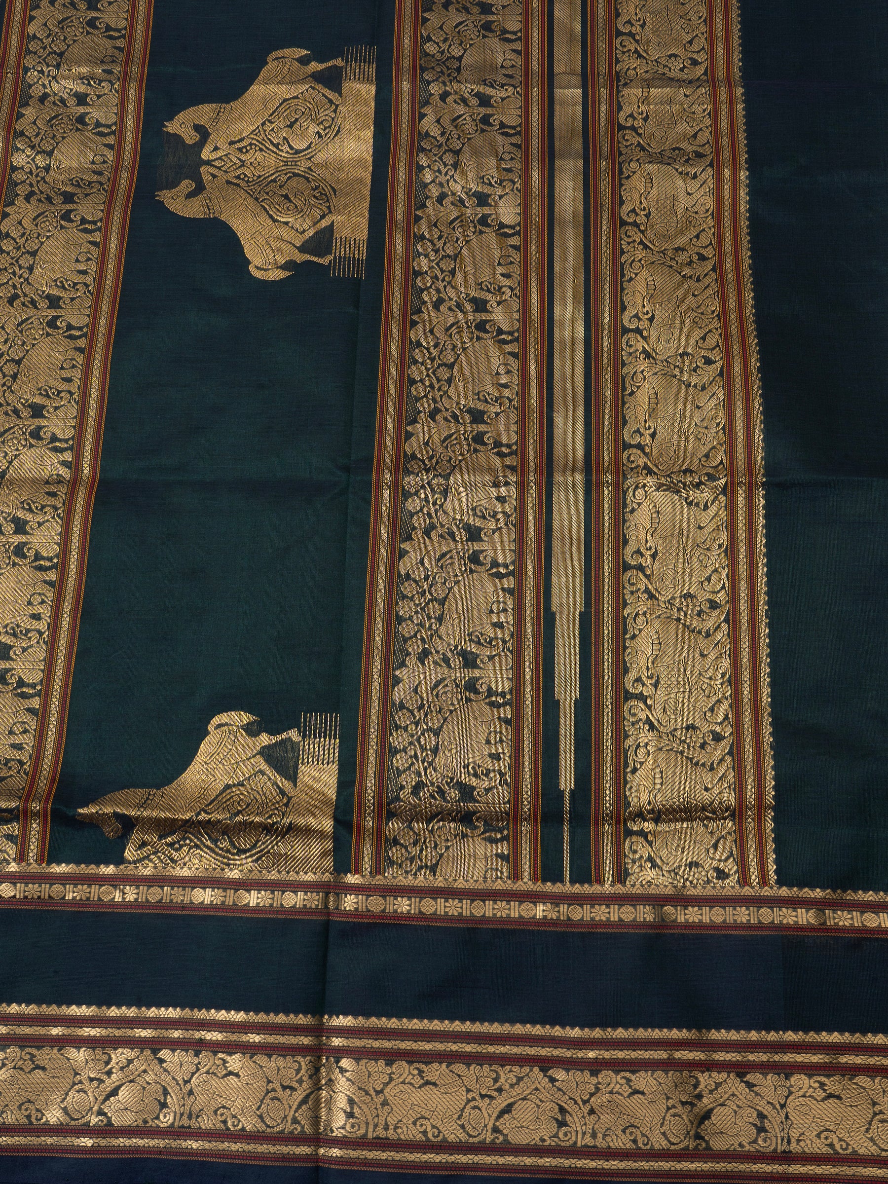 Dark green centre corner pallu /Silk Cotton Saree CLSA5973