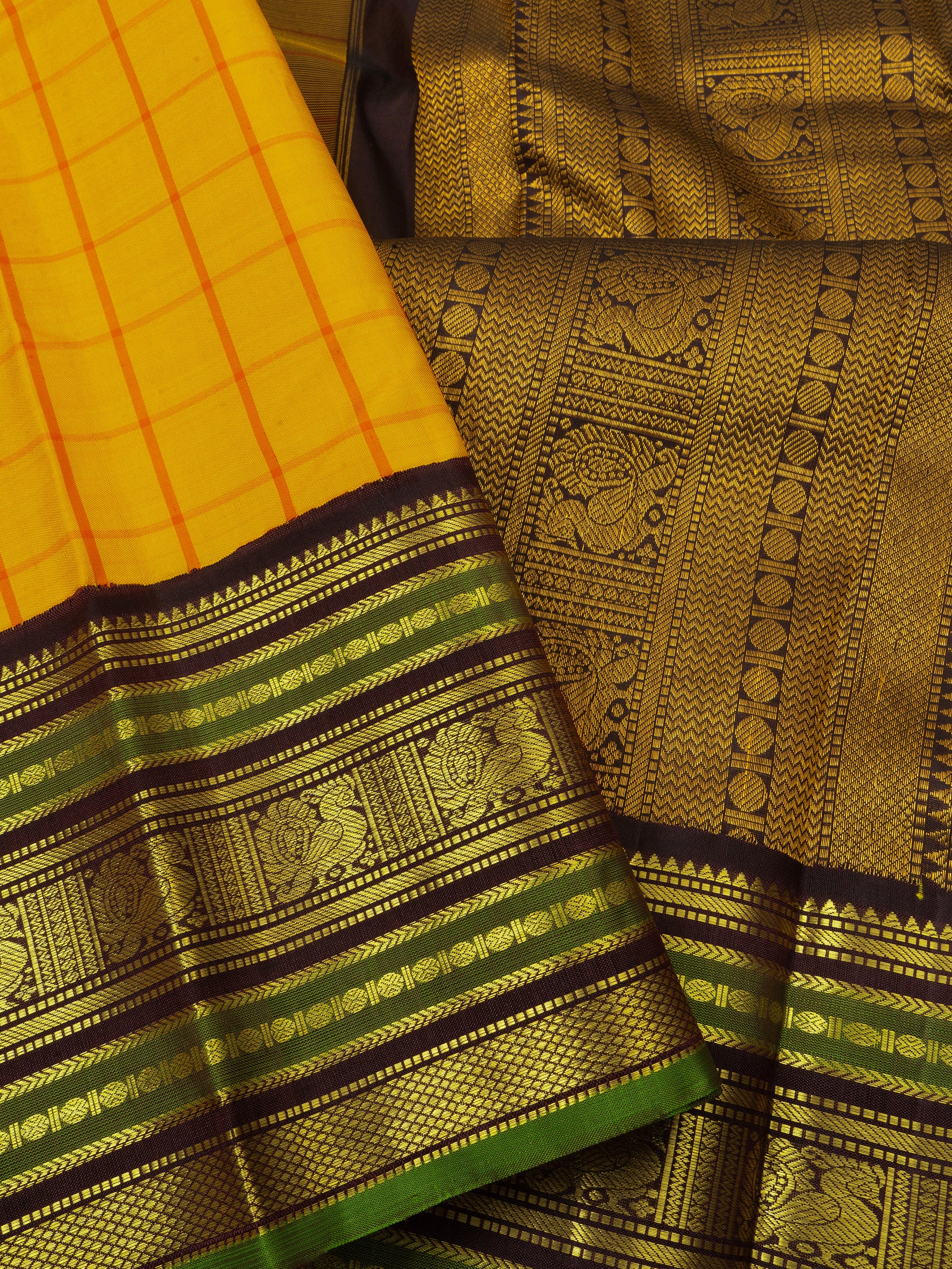 Yellow kattam varisapet border/Arani Silk Saree CLSA6144