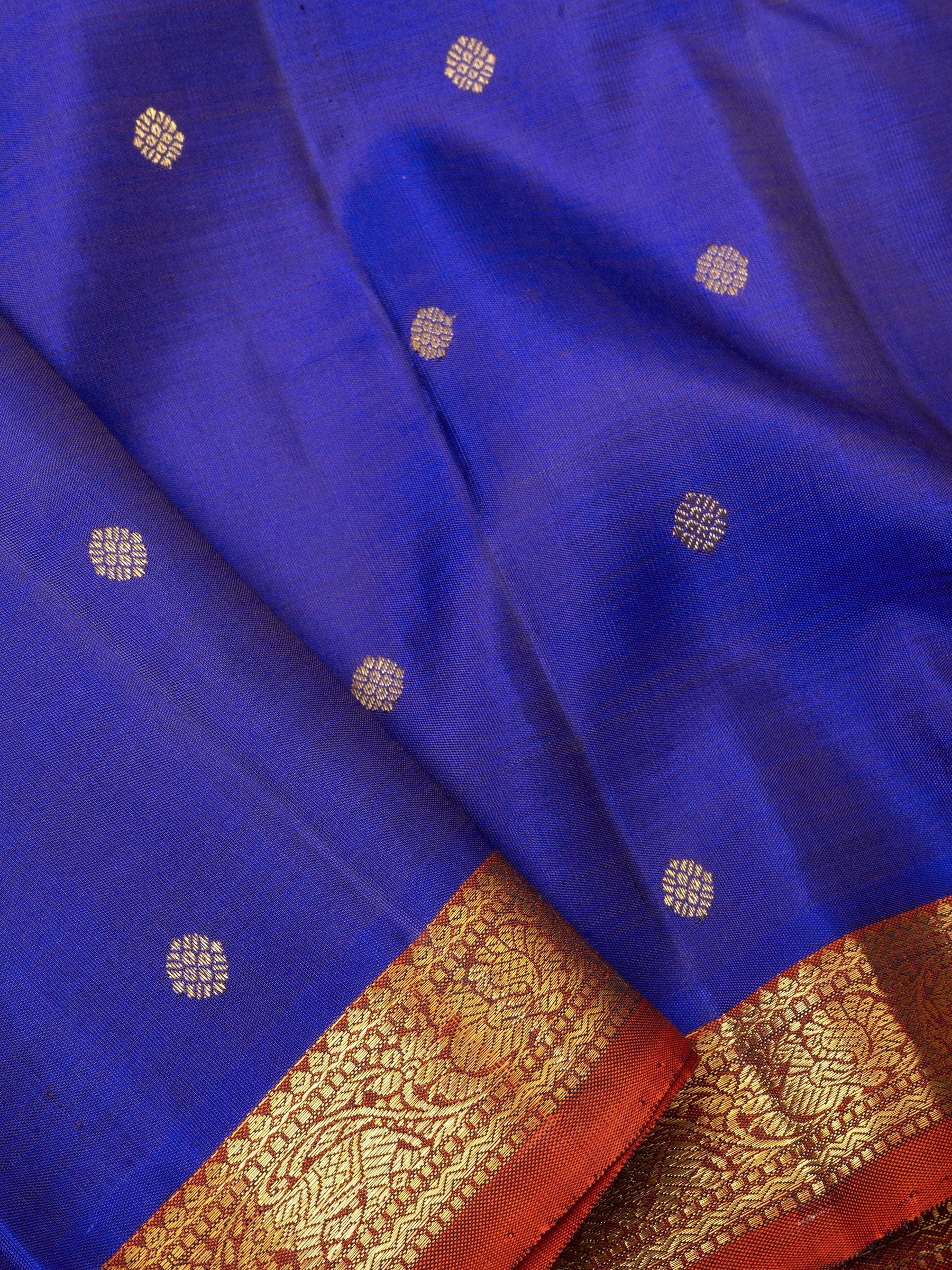 Ms blue and rust small border/Kanjivaram Silk Saree CLSA6345